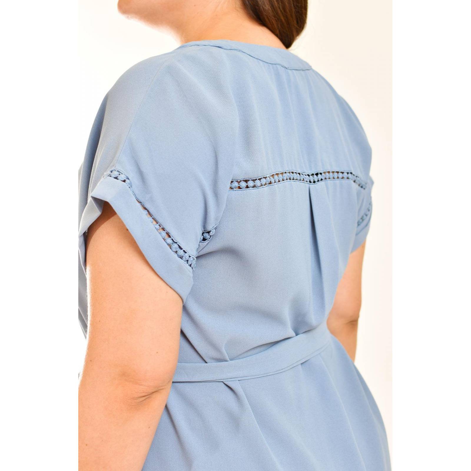 Vestido con detalle de encaje Roman Fashion /Tallas Extras, 11529 (Azul claro) 