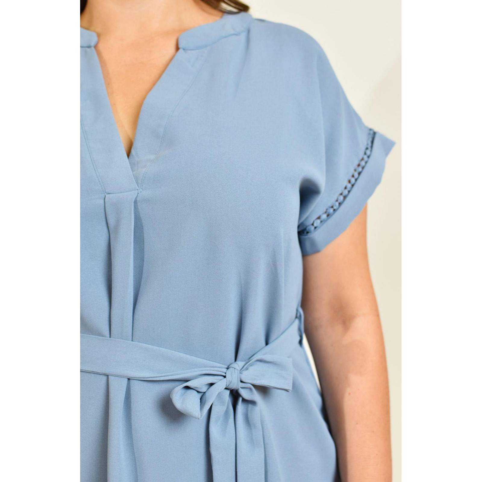 Vestido con detalle de encaje Roman Fashion /Tallas Extras, 11529 (Azul claro) 