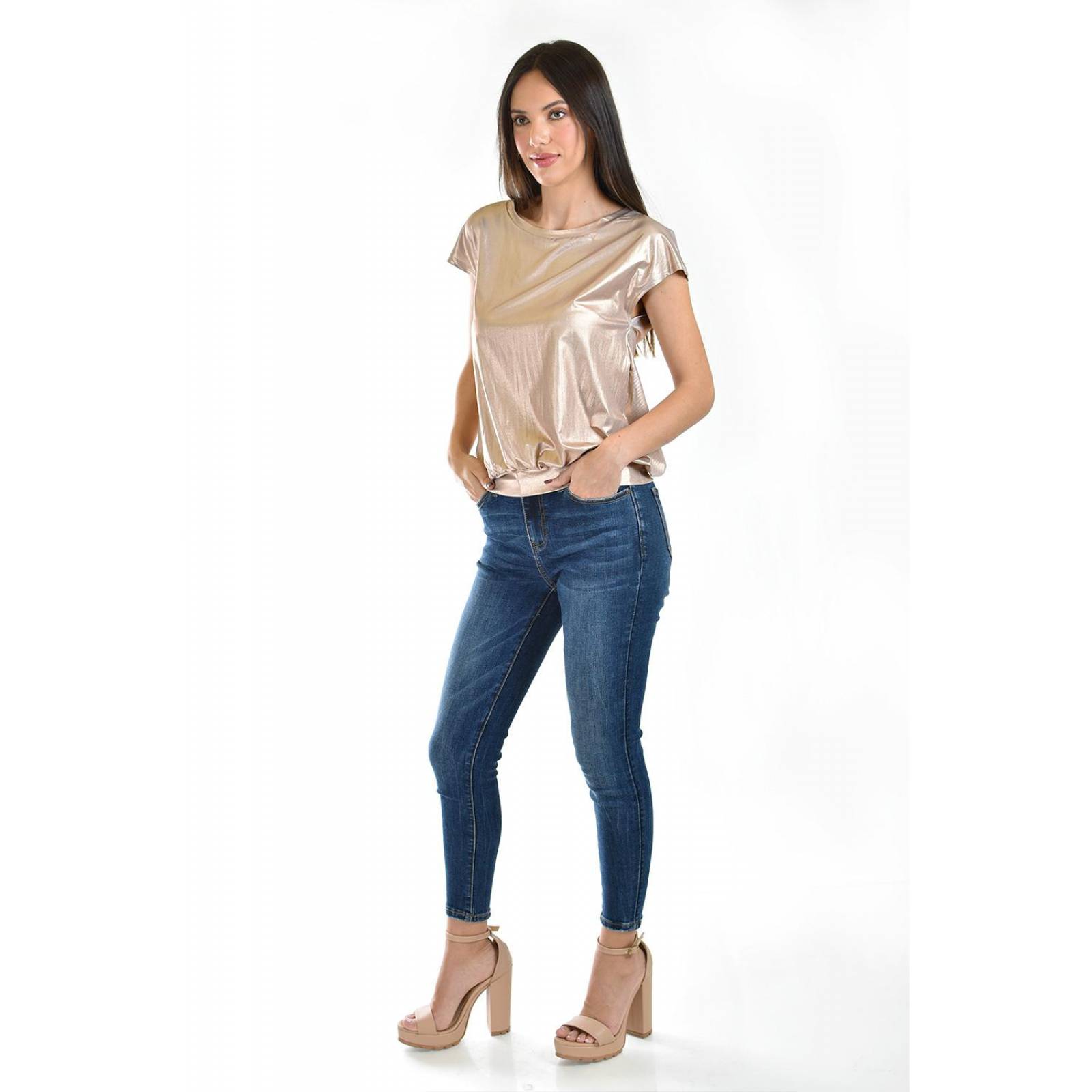 Blusa efecto metalico Roman Fashion /Juvenil, 0001 (Dorado)