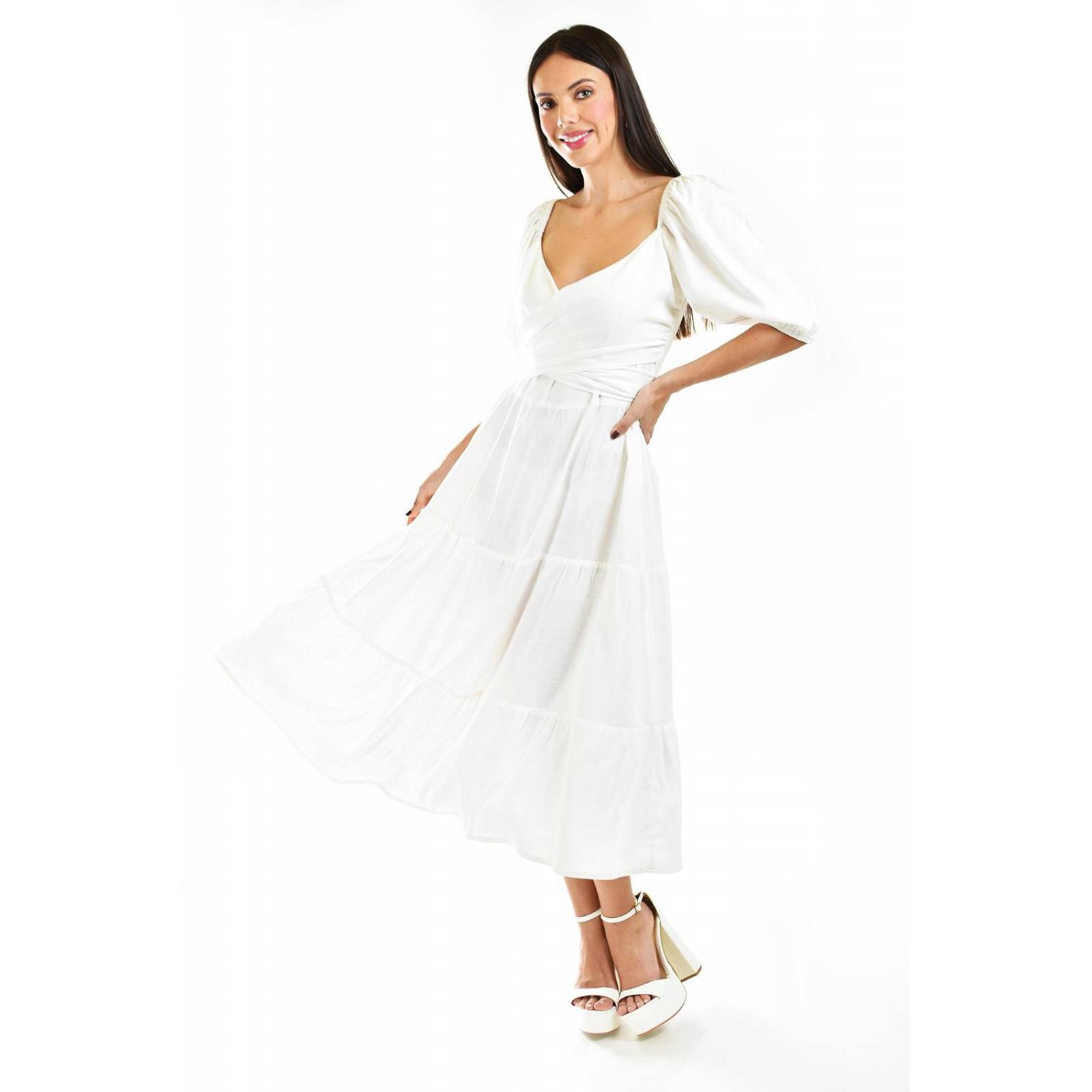 Vestido escote cruzado Roman Fashion /Juvenil, 1061 (Blanco) 