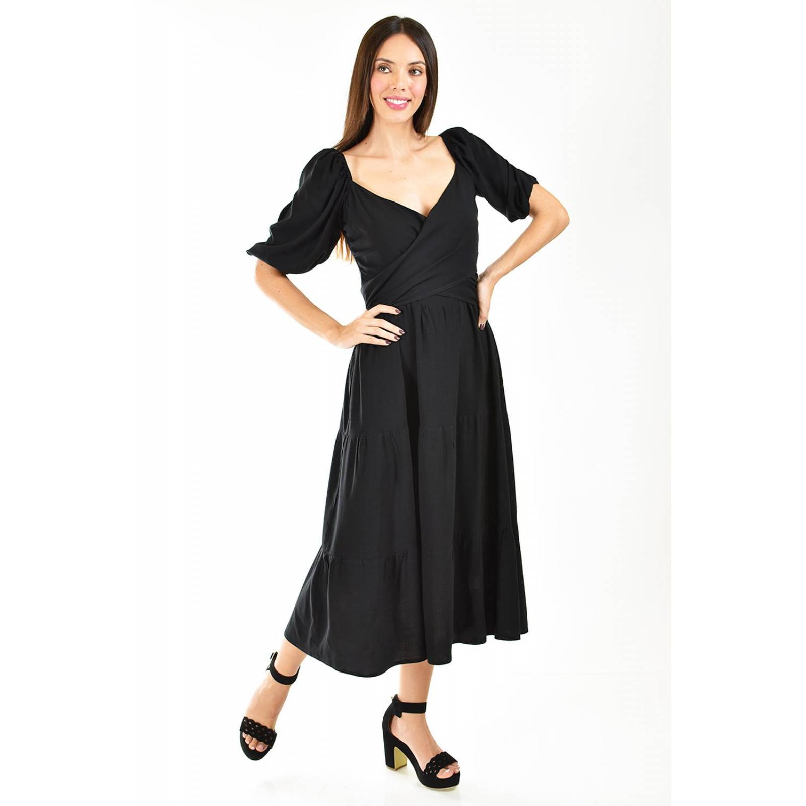 Vestido escote cruzado Roman Fashion /Juvenil, 1061 (Negro) 