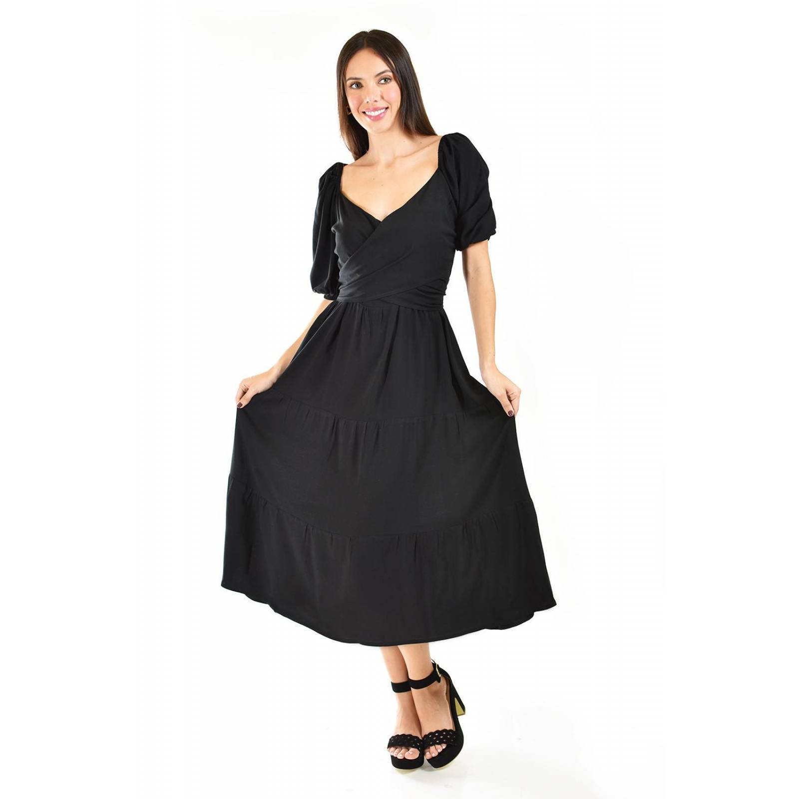 Vestido escote cruzado Roman Fashion /Juvenil, 1061 (Negro) 