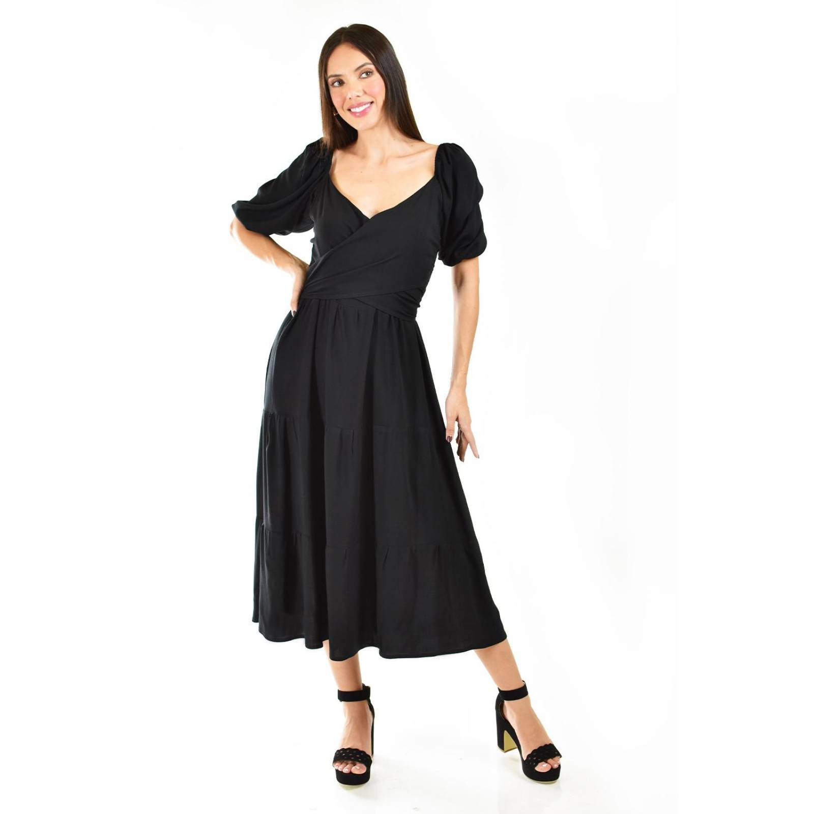 Vestido escote cruzado Roman Fashion /Juvenil, 1061 (Negro) 