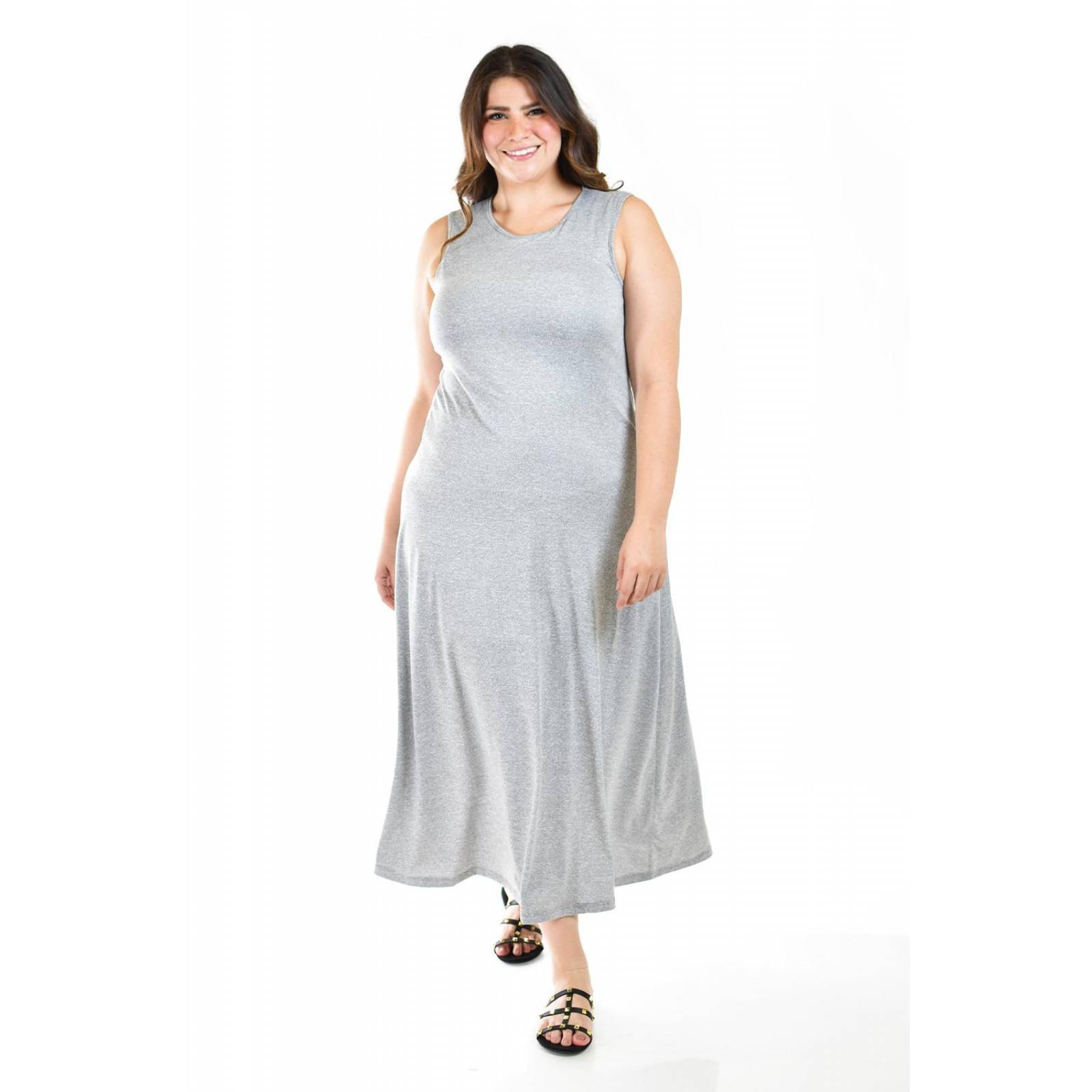 Maxi vestido con strech Roman Fashion /Tallas Extras, 01797 (Gris) 