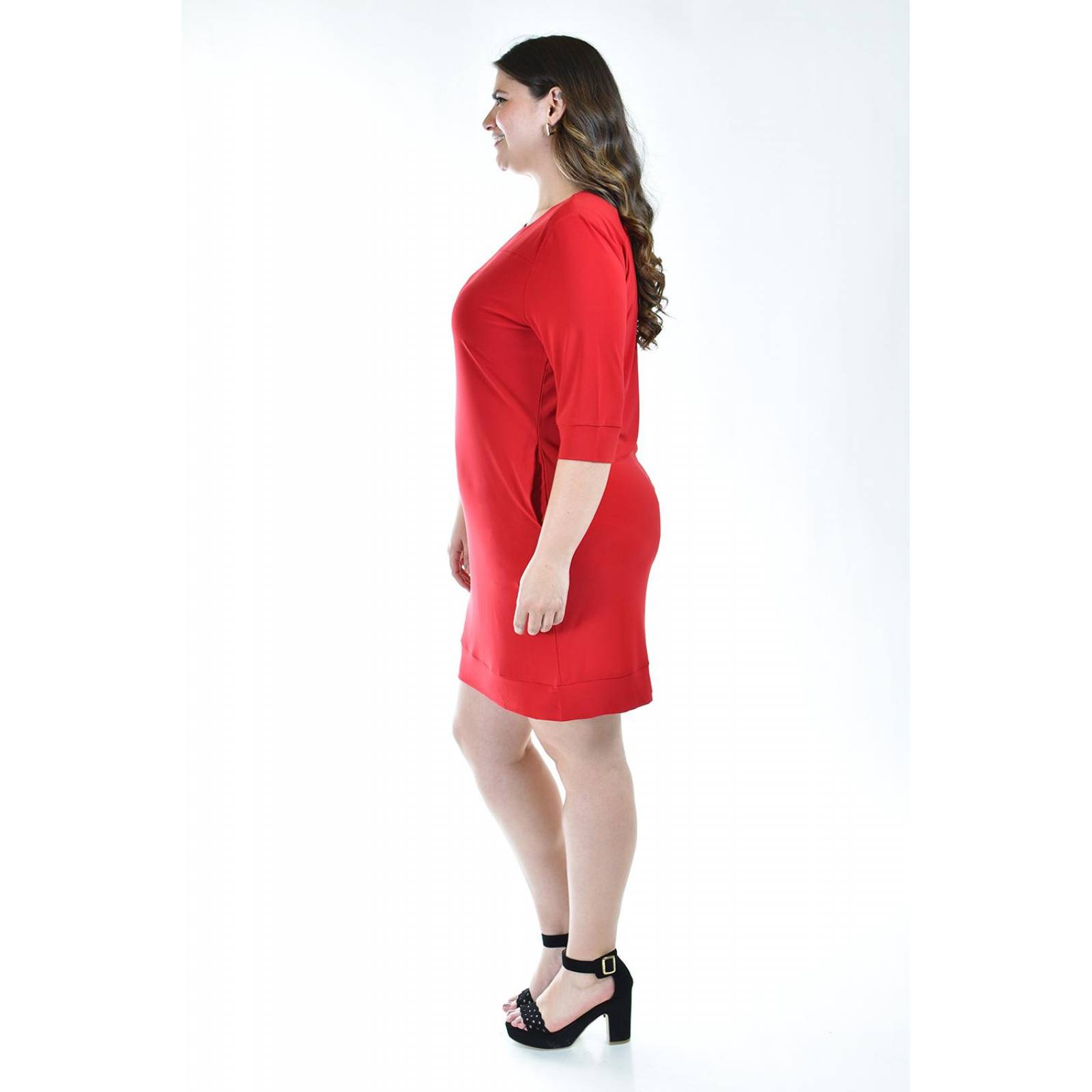 Vestido manga 3/4 Roman Fashion /Tallas Extras, 1033 (Rojo)