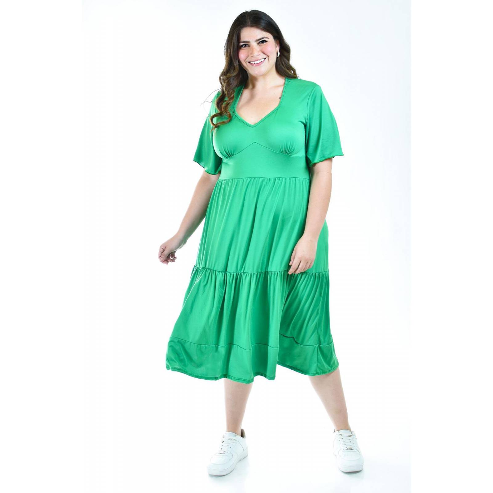 Vestido midi casual Roman Fashion /Tallas Extras, 4285 (Verde kelly) 