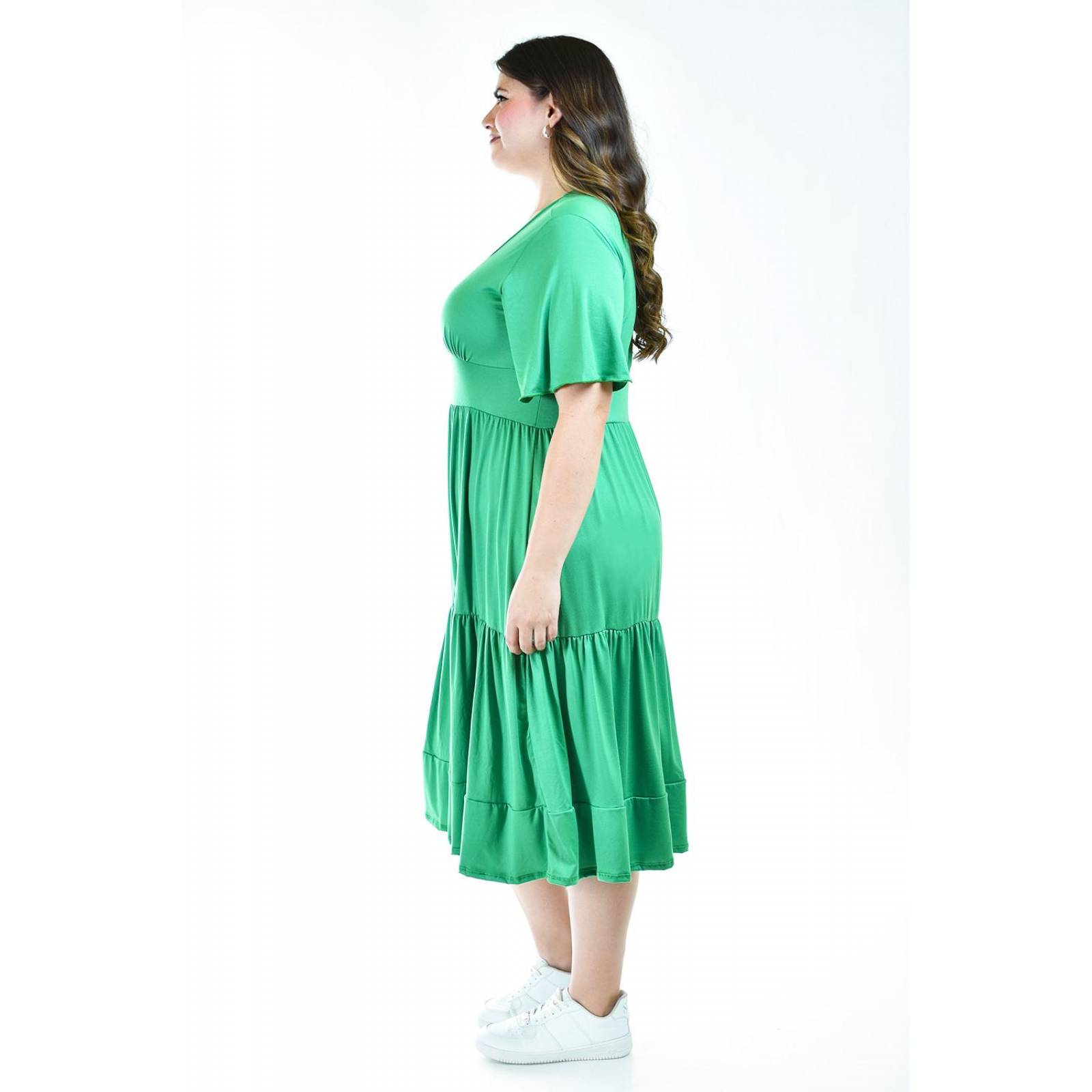 Vestido midi casual Roman Fashion /Tallas Extras, 4285 (Verde kelly) 