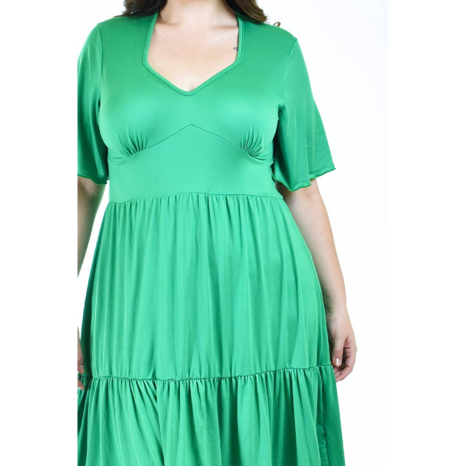 Vestido midi casual Roman Fashion /Tallas Extras, 4285 (Verde kelly) 