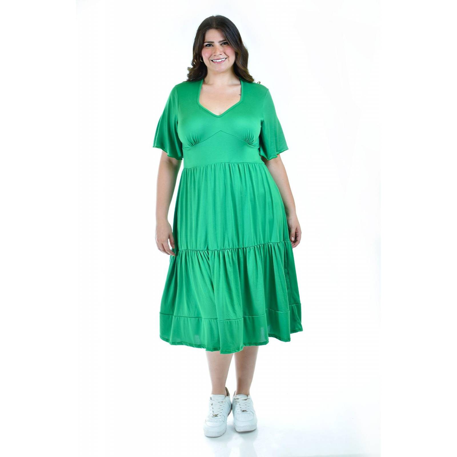 Vestido midi casual Roman Fashion /Tallas Extras, 4285 (Verde kelly) 