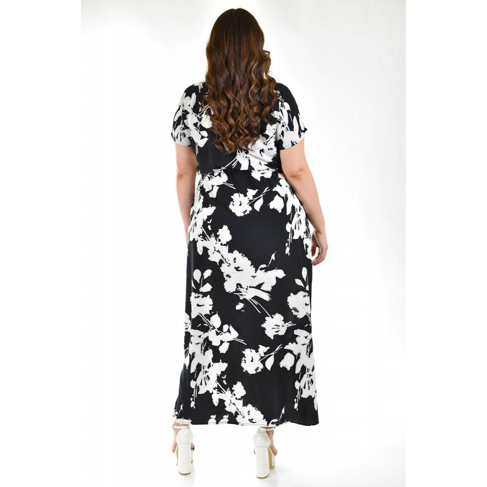 Vestido largo floreado Roman Fashion /Tallas Extras, 4331 (Negro flor) 