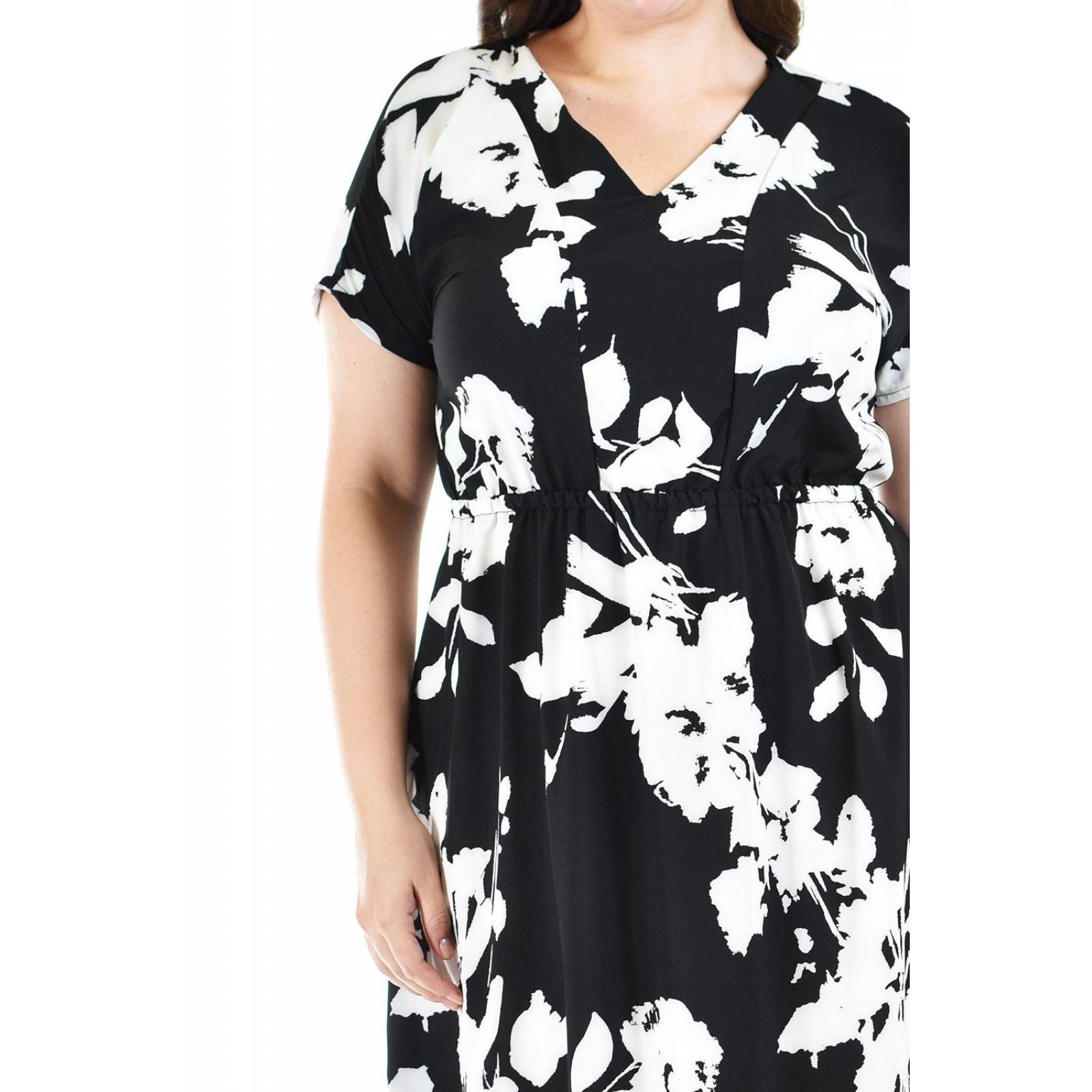 Vestido largo floreado Roman Fashion /Tallas Extras, 4331 (Negro flor) 