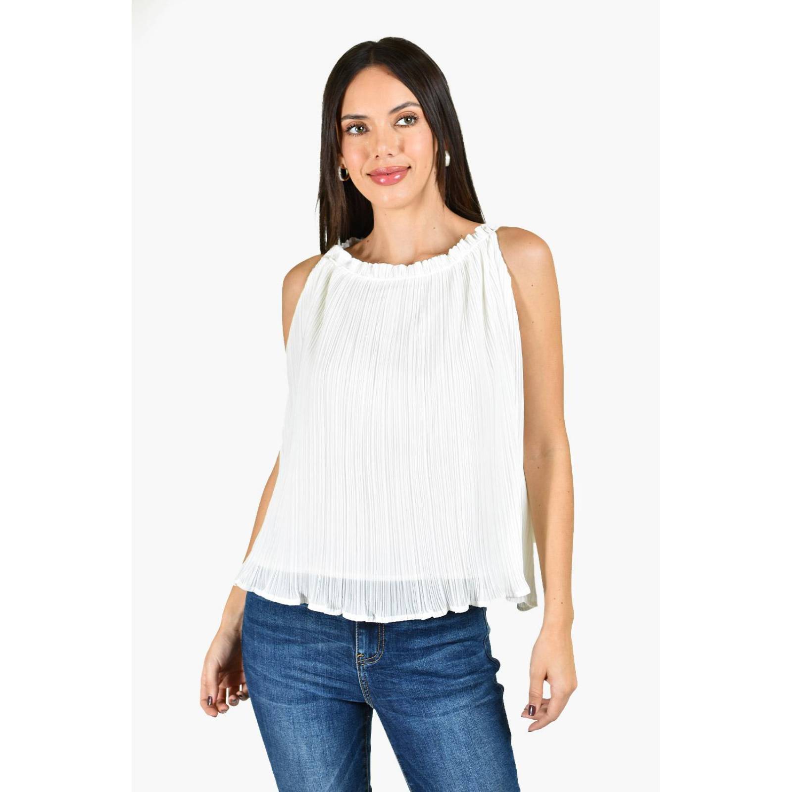 Blusa plisada Roman Fashion /Juvenil, 2200 (Blanco)
