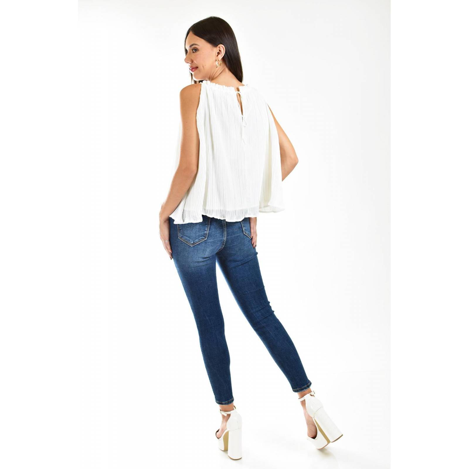 Blusa plisada Roman Fashion /Juvenil, 2200 (Blanco)
