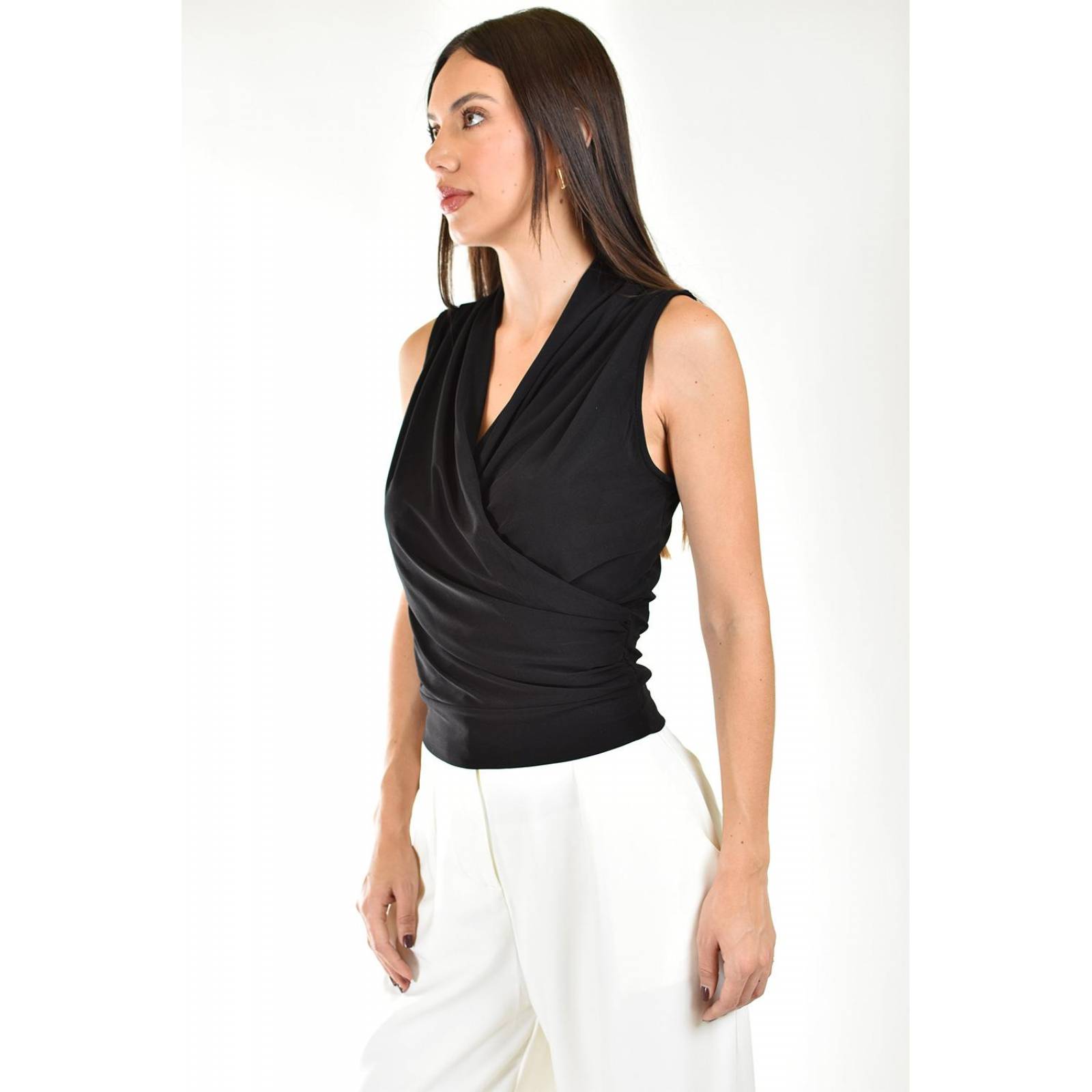 Blusa escote cruzado Roman Fashion /Juvenil, 56686 (Negro) 