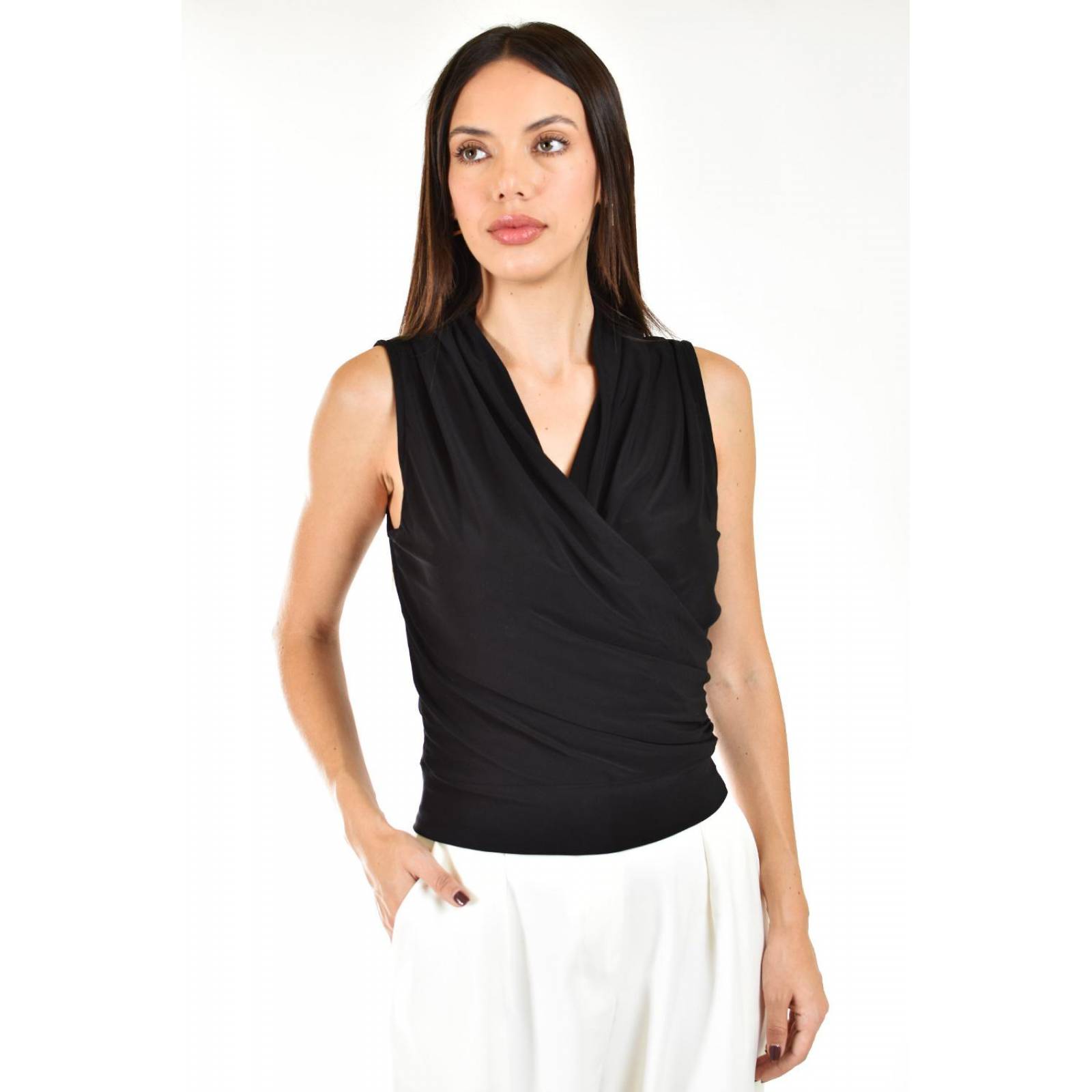 Blusa escote cruzado Roman Fashion /Juvenil, 56686 (Negro) 