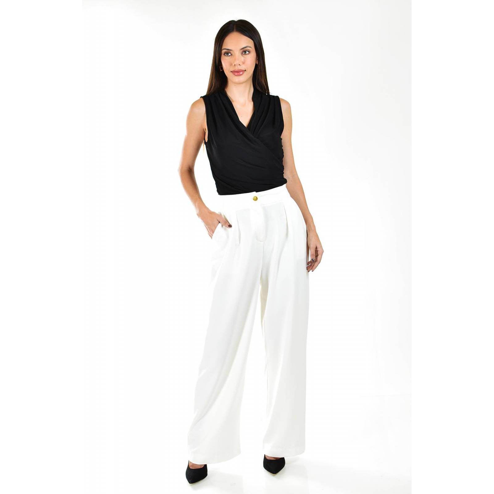 Blusa escote cruzado Roman Fashion /Juvenil, 56686 (Negro) 
