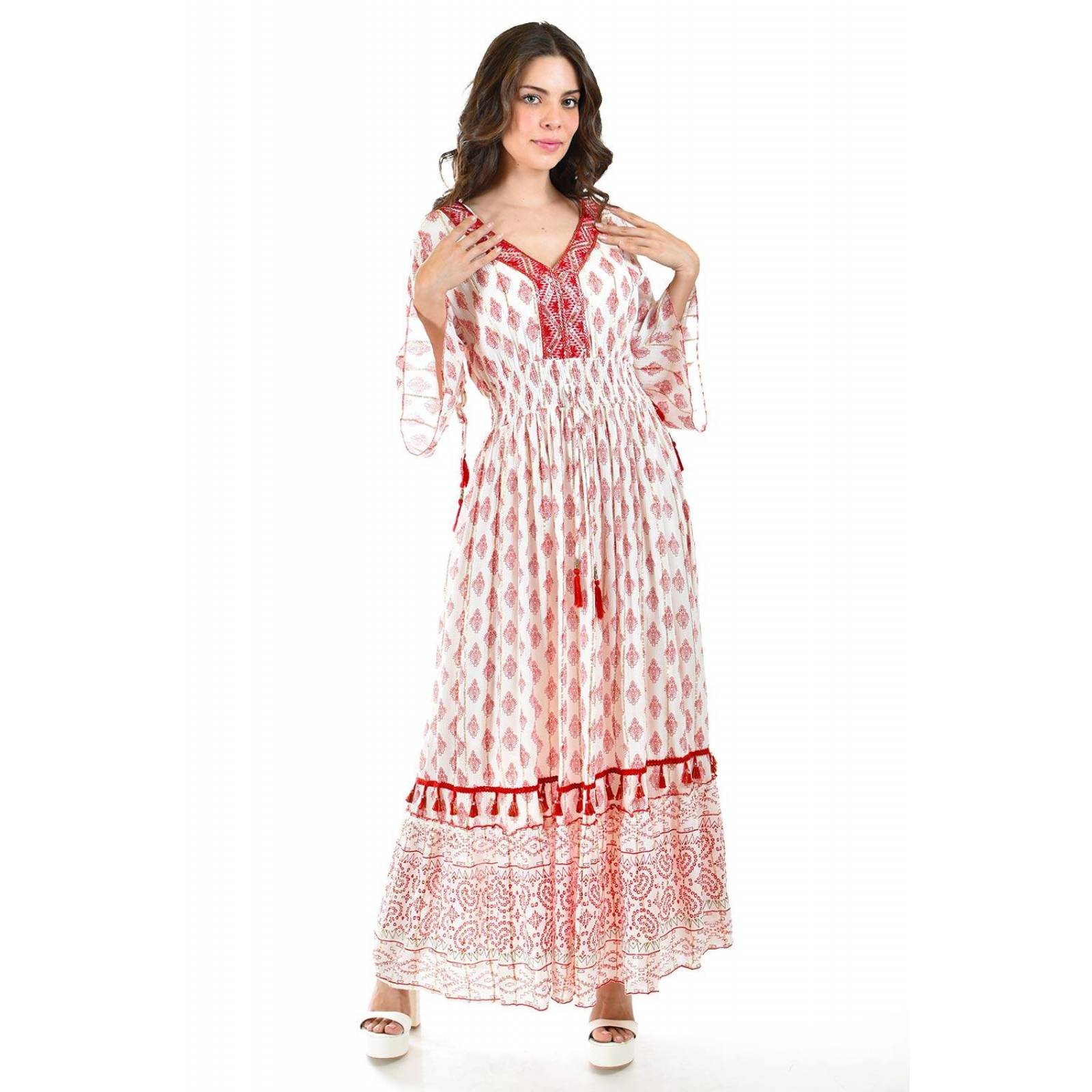 Vestido bohemio largo Roman Fashion /Juvenil, 23179 (Rojo)