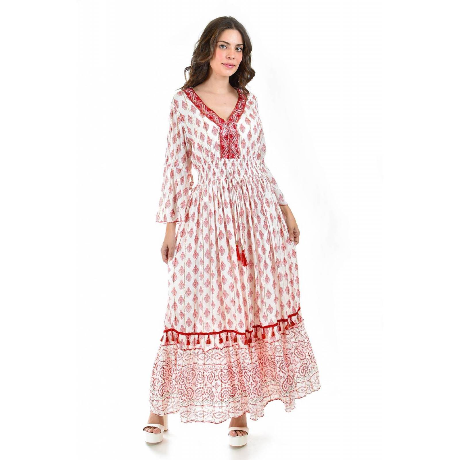 Vestido bohemio largo Roman Fashion /Juvenil, 23179 (Rojo)