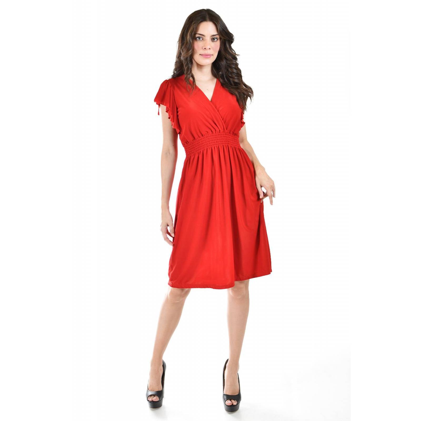 Vestido manga con volantes Roman Fashion /Juvenil, 8867-SO (Rojo) 
