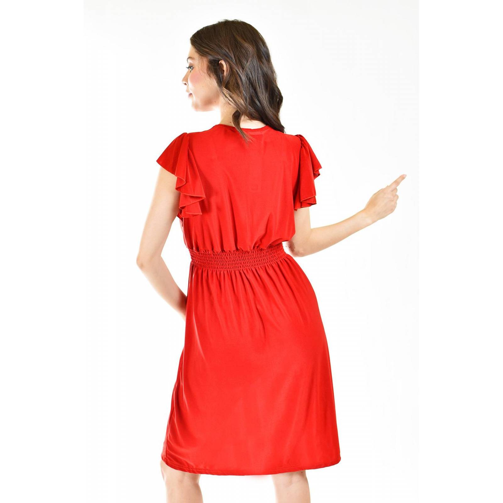 Vestido manga con volantes Roman Fashion /Juvenil, 8867-SO (Rojo) 