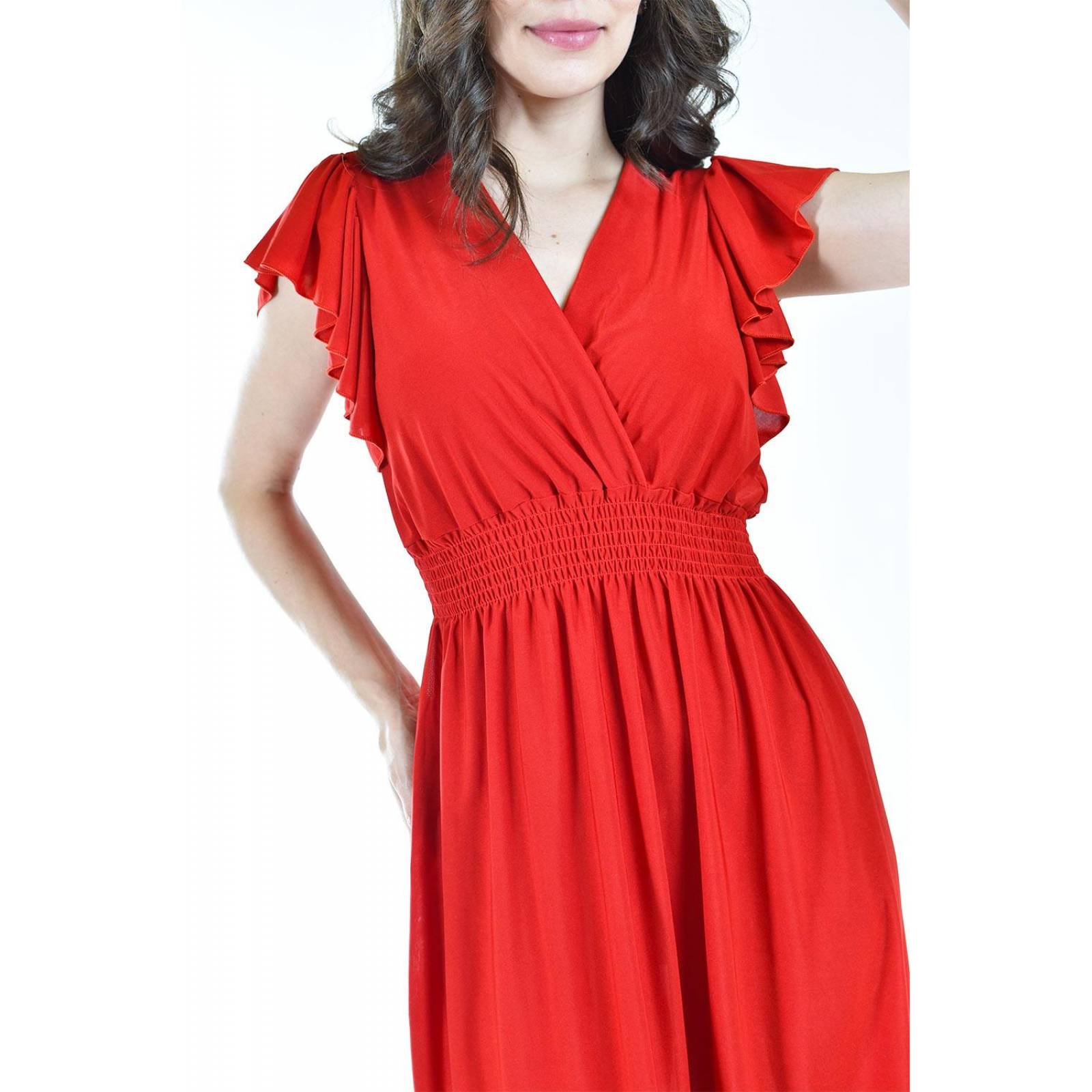 Vestido manga con volantes Roman Fashion /Juvenil, 8867-SO (Rojo) 