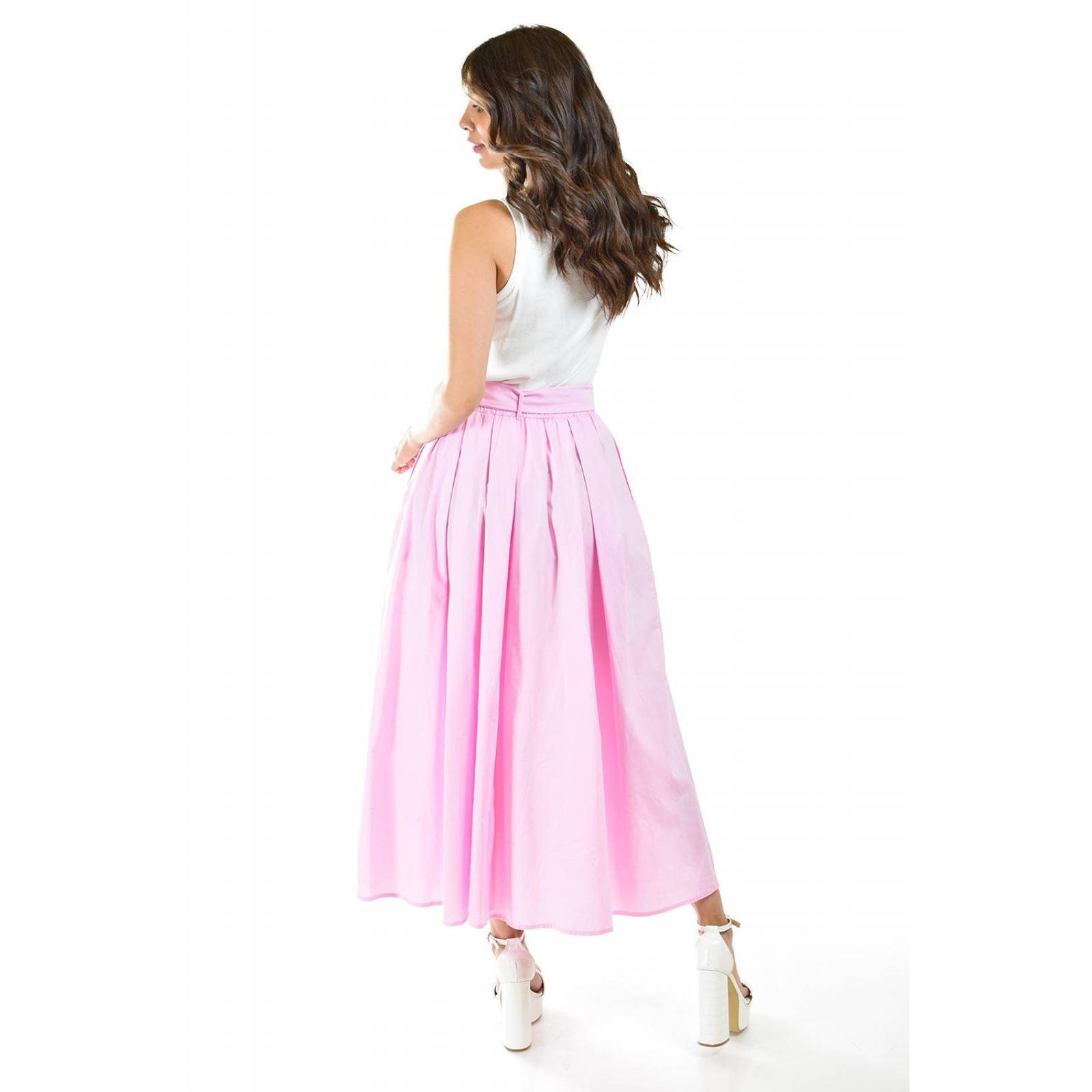 Falda midi con cinto Roman Fashion /Juvenil, 40883 (Rosa) 
