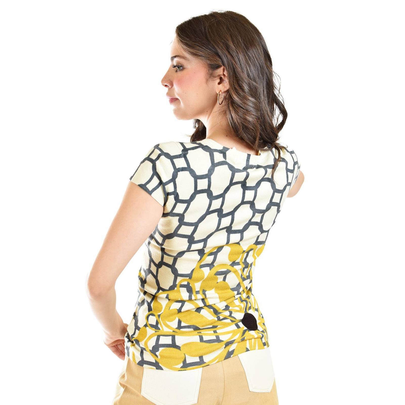 Blusa estampado geometrico Roman Fashion /Juvenil, 30466 (Mostaza) .