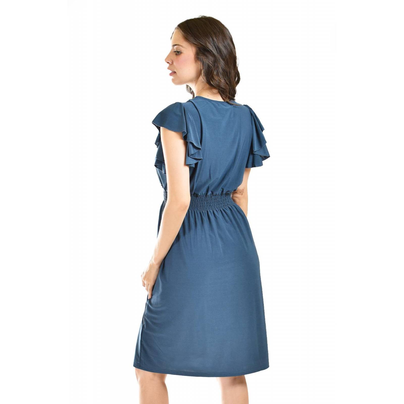 Vestido manga con volantes Roman Fashion /Juvenil, 8867-SO (Azul petroleo)