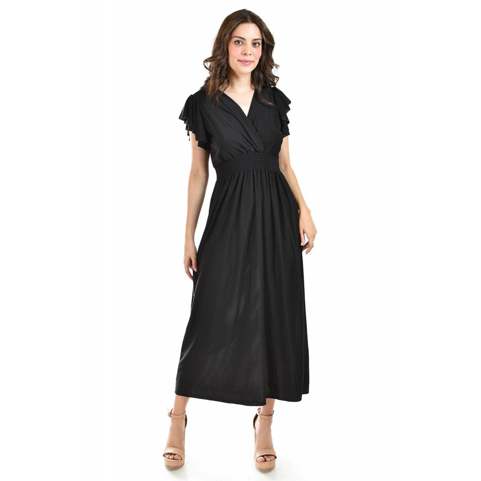 Vestido largo manga volantes Roman Fashion /Juvenil, 9940-SO (Negro) 
