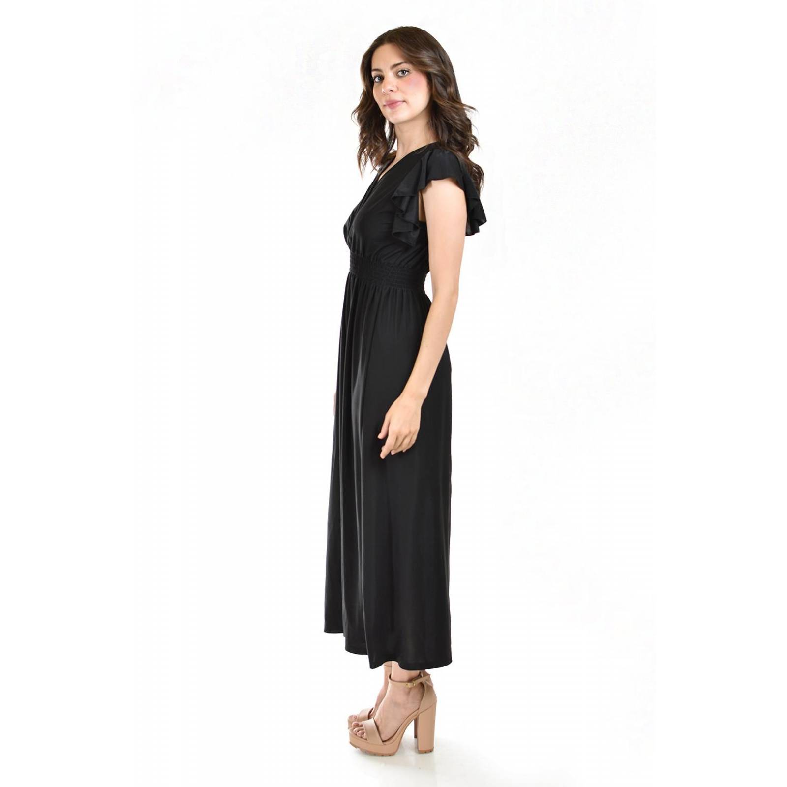 Vestido largo manga volantes Roman Fashion /Juvenil, 9940-SO (Negro) 