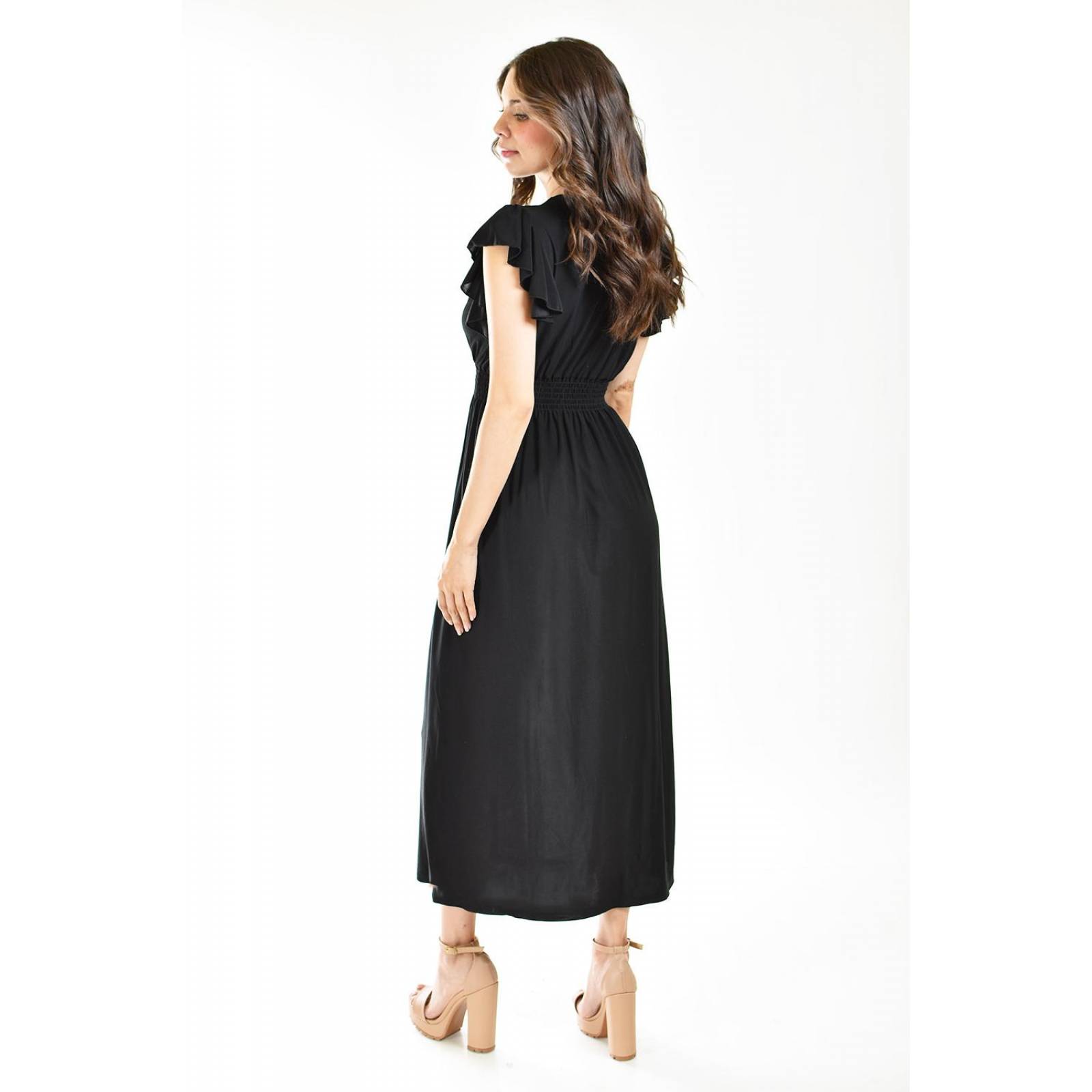 Vestido largo manga volantes Roman Fashion /Juvenil, 9940-SO (Negro) 