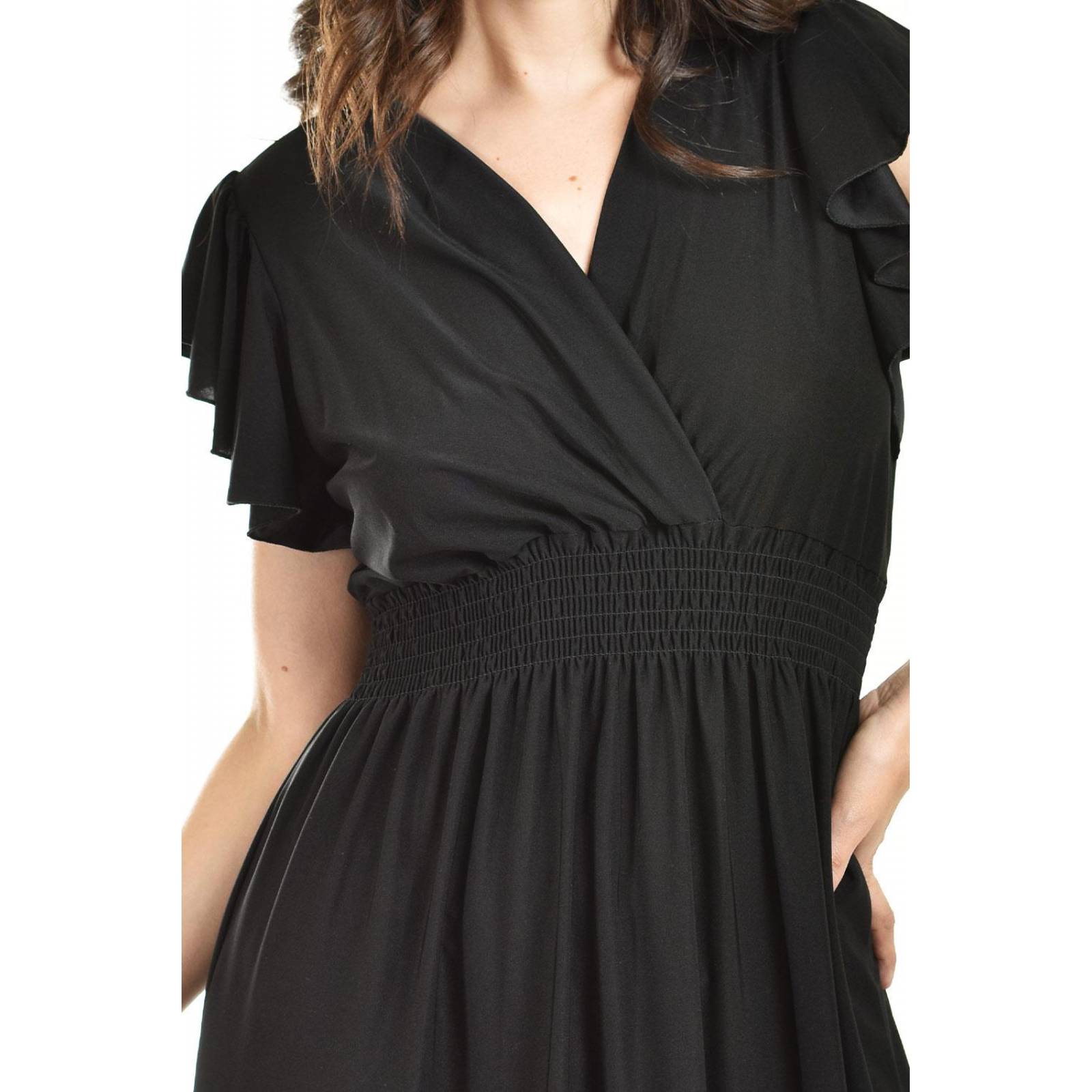 Vestido largo manga volantes Roman Fashion /Juvenil, 9940-SO (Negro) 