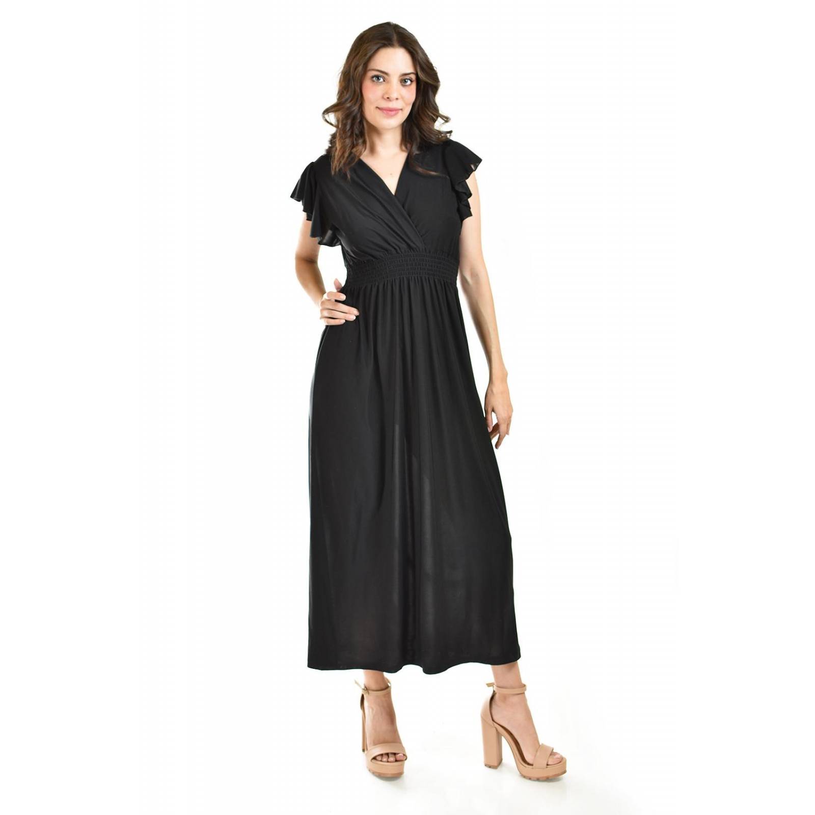 Vestido largo manga volantes Roman Fashion /Juvenil, 9940-SO (Negro) 
