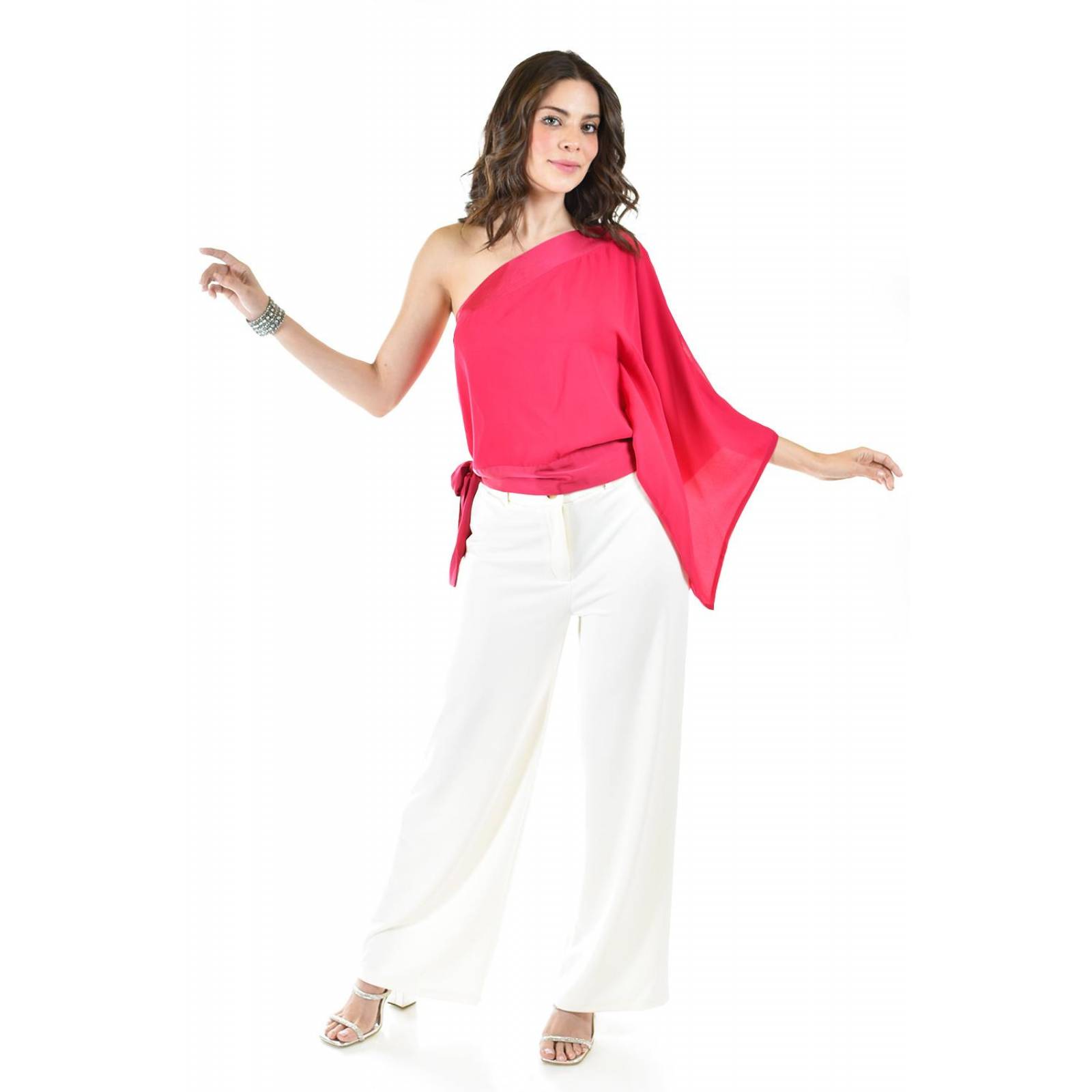 Blusa asimetrica de un hombro Roman Fashion /Juvenil, 32745 (Fiusha) 