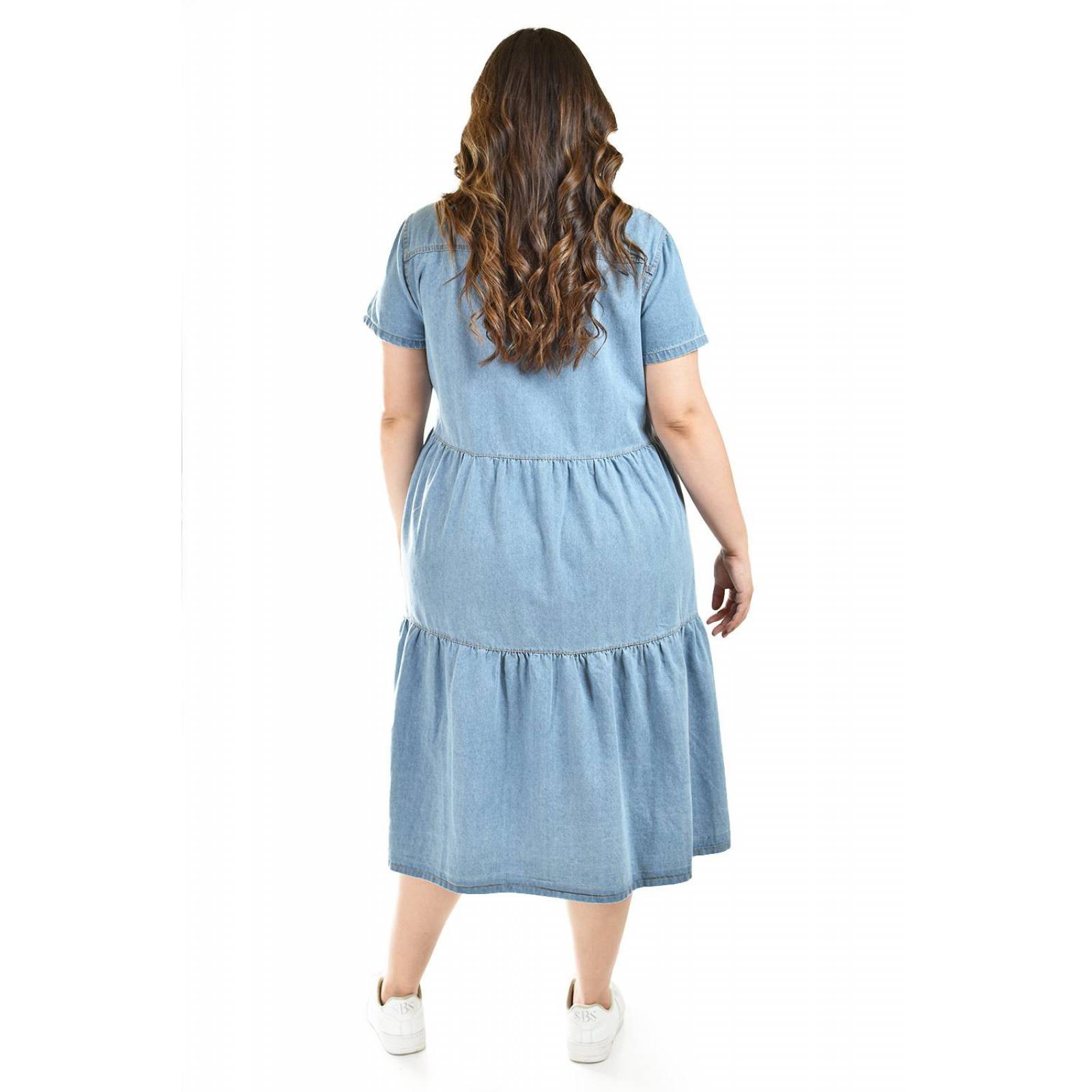 Vestido denim Roman Fashion /Tallas Extras, 028 (Mezclilla tono claro) 