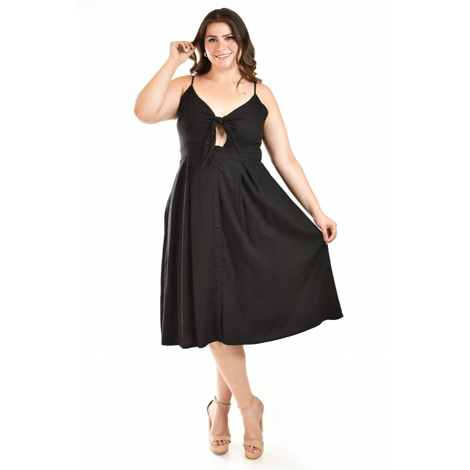 Vestido elegante escote nudo Roman Fashion /Tallas Extras, 5290 (Negro) 