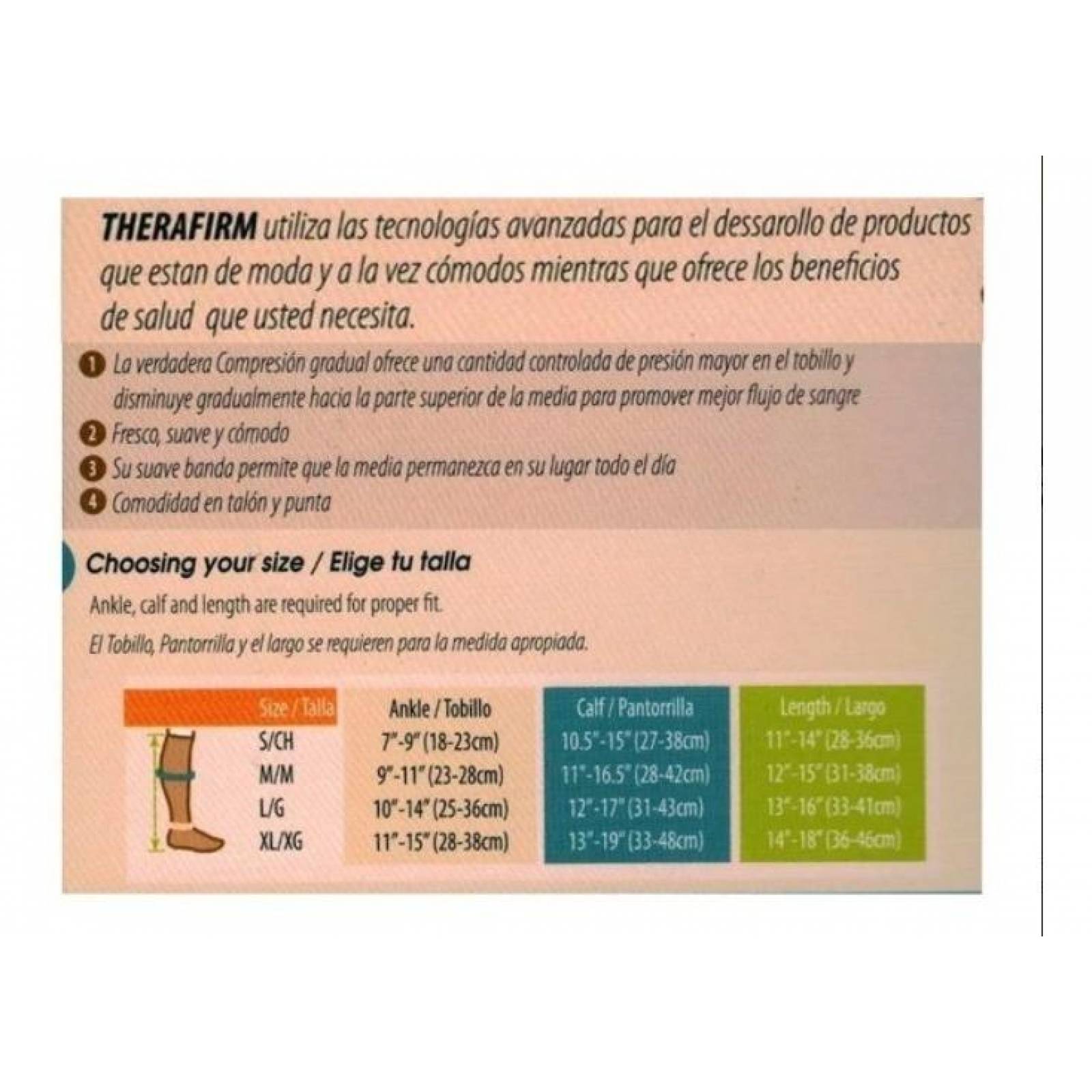 Calcetín Alta Compresión Caballero Therafirm 20-30mmhg 1par Gris claro