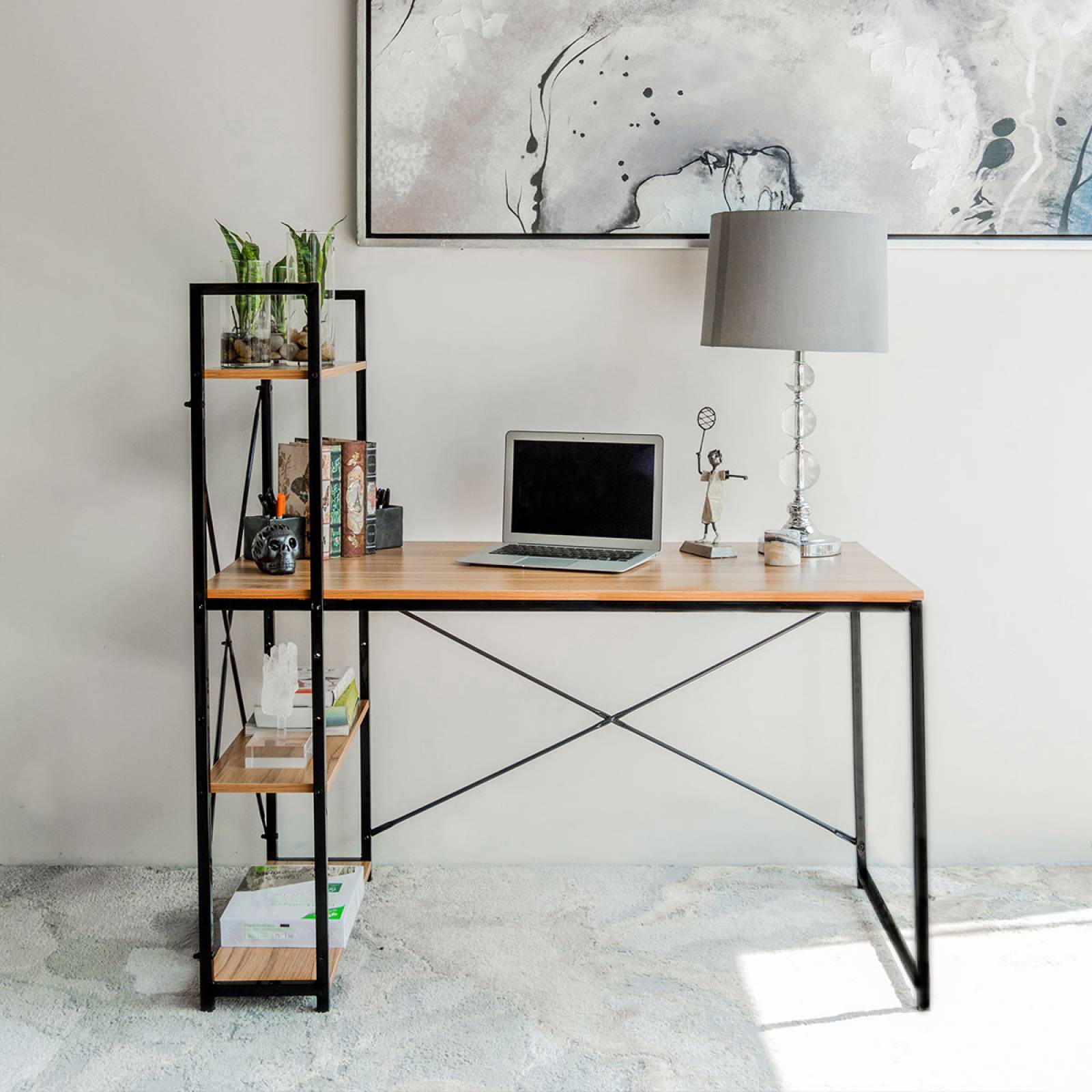 Mueblana Escritorio Cassel Escritorio Minimalista y Moderno Escritorios Modernos Juveniles Mesa de Trabajo Perfecta para Home Office y Estudios Hecha de Melamina y Acero