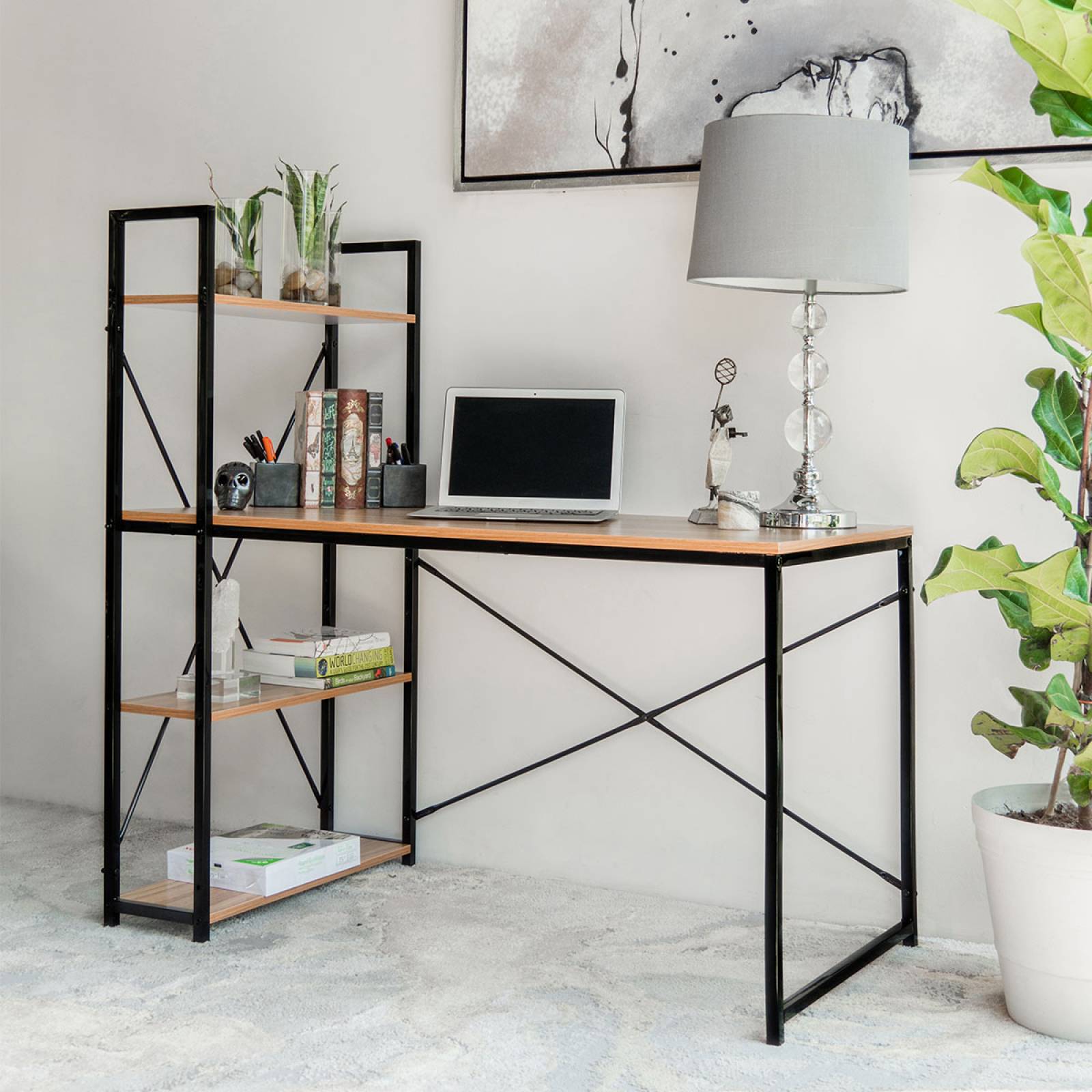 Mueblana Escritorio Cassel Escritorio Minimalista y Moderno Escritorios Modernos Juveniles Mesa de Trabajo Perfecta para Home Office y Estudios Hecha de Melamina y Acero