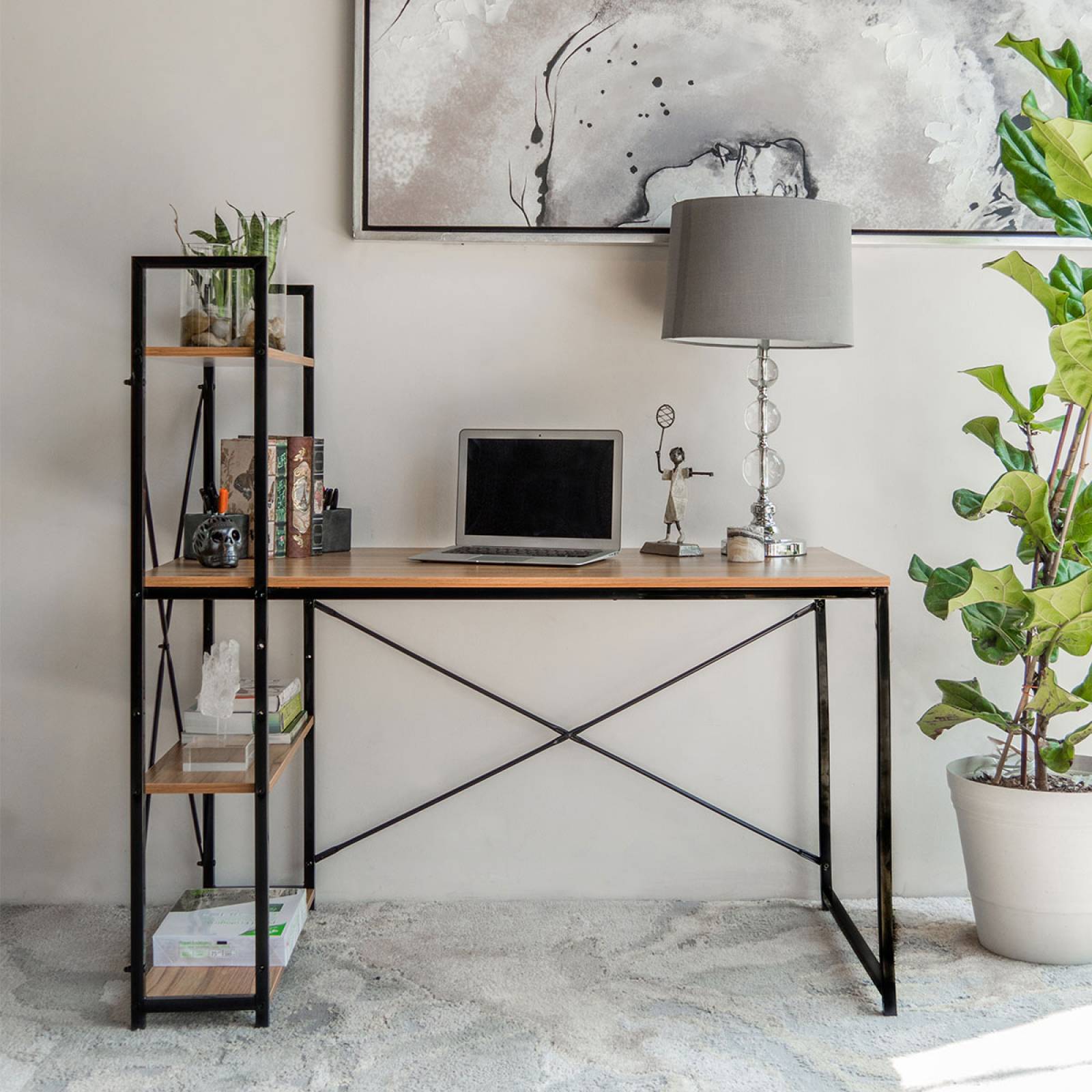 Mueblana Escritorio Cassel Escritorio Minimalista y Moderno Escritorios Modernos Juveniles Mesa de Trabajo Perfecta para Home Office y Estudios Hecha de Melamina y Acero