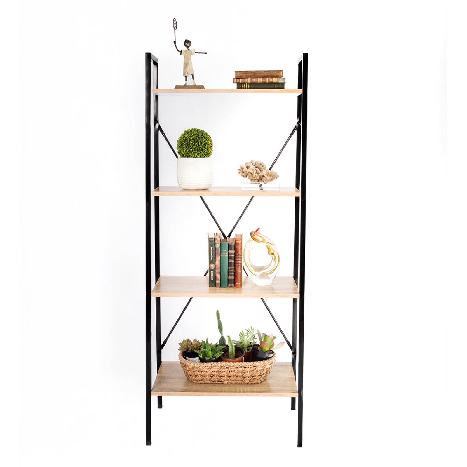 Mueblana Estante Clare Mueble Organizador de Acero con Repisas Librero con Estantes Organizadores Perfecto para el Hogar Muebles para Recamara, Organización y Decorativo