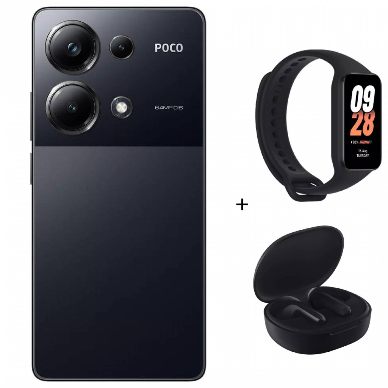 Celular Xiaomi Poco M6 pro 8gb ram 256gbNegro + Buds 4 lite y Smartband 8 active