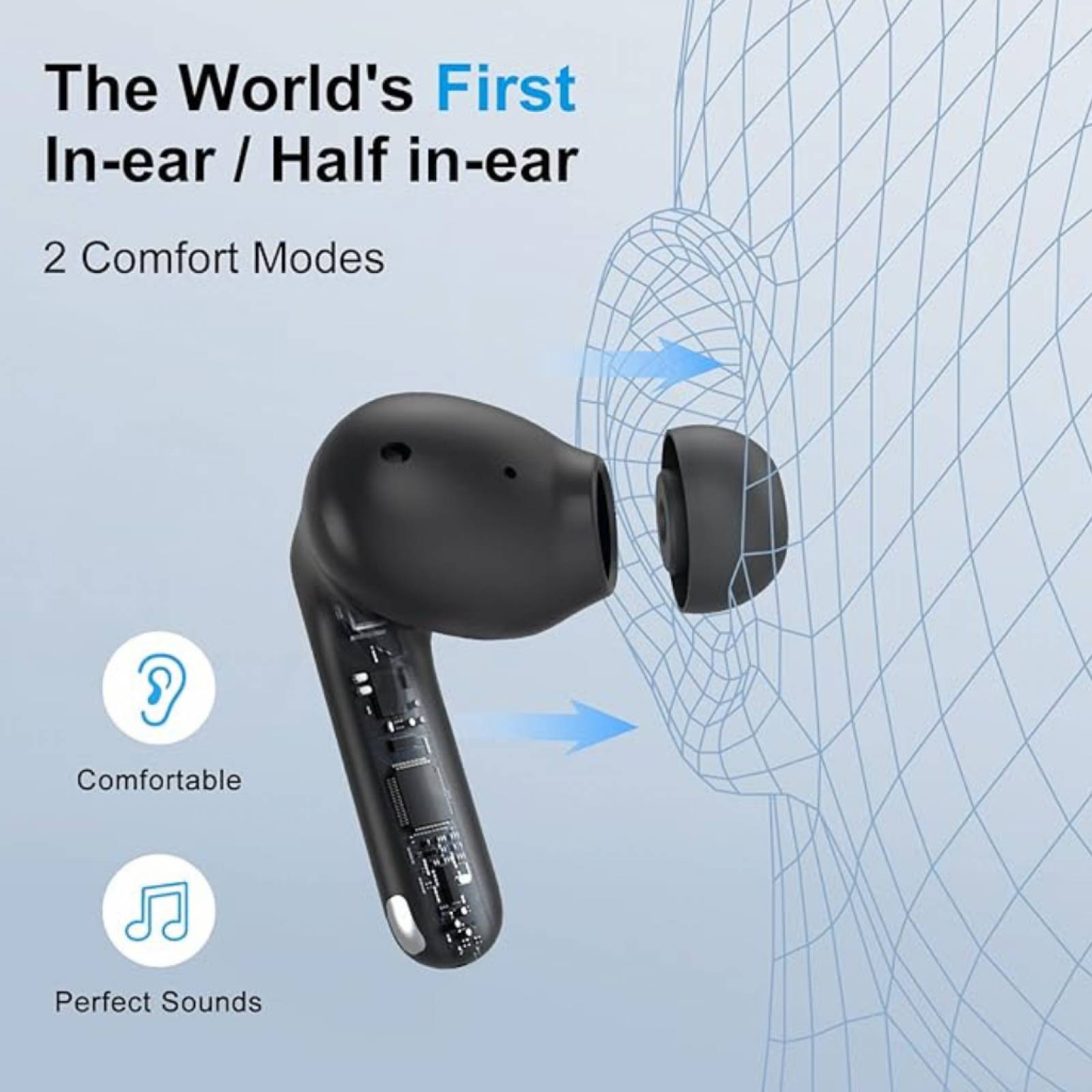 Audífonos Bluetooth  TECNO SONIC cancelación ruido 22 horas de batería.