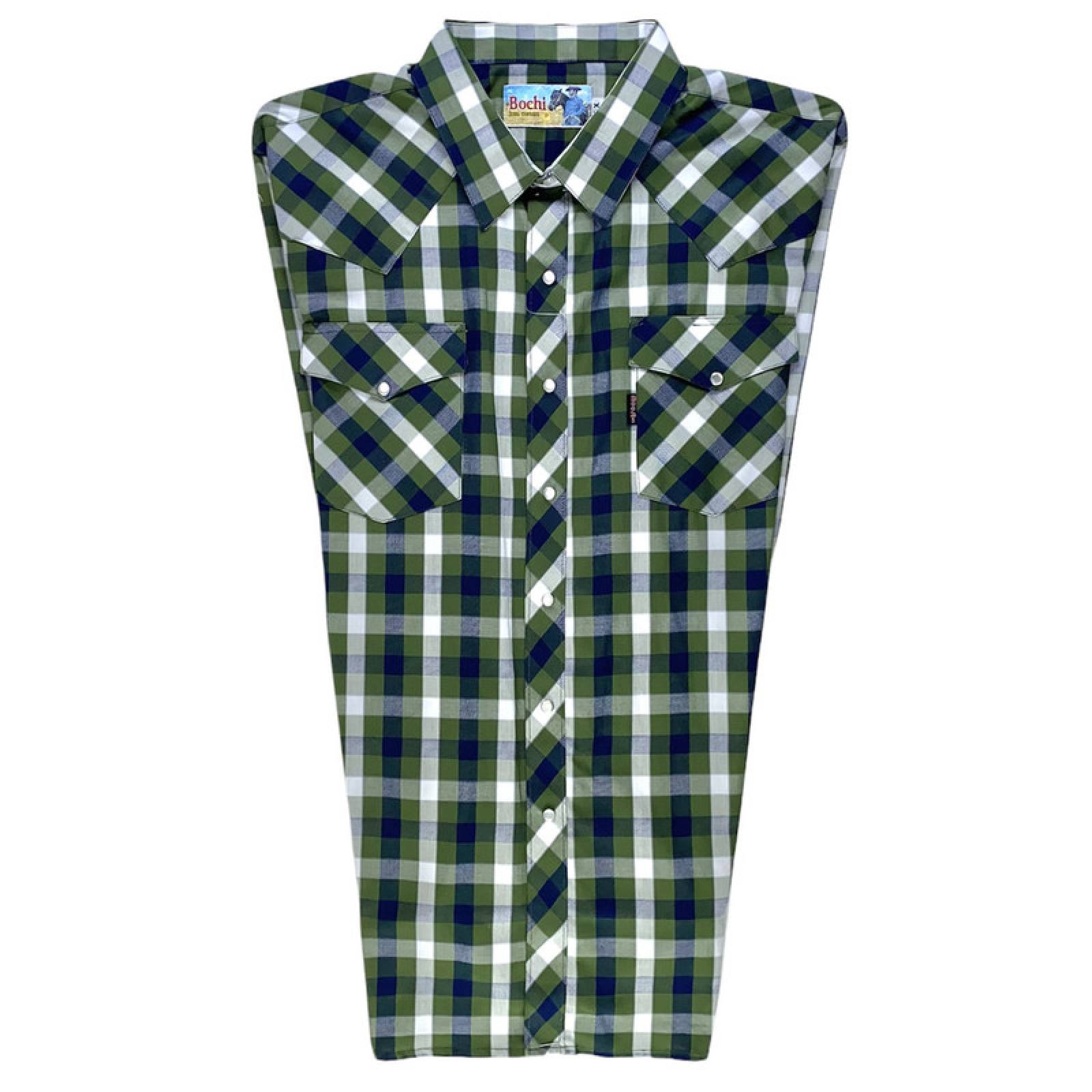 Camisa Vaquera M/ L Cuadros Algodón Bochi Caballero 993
