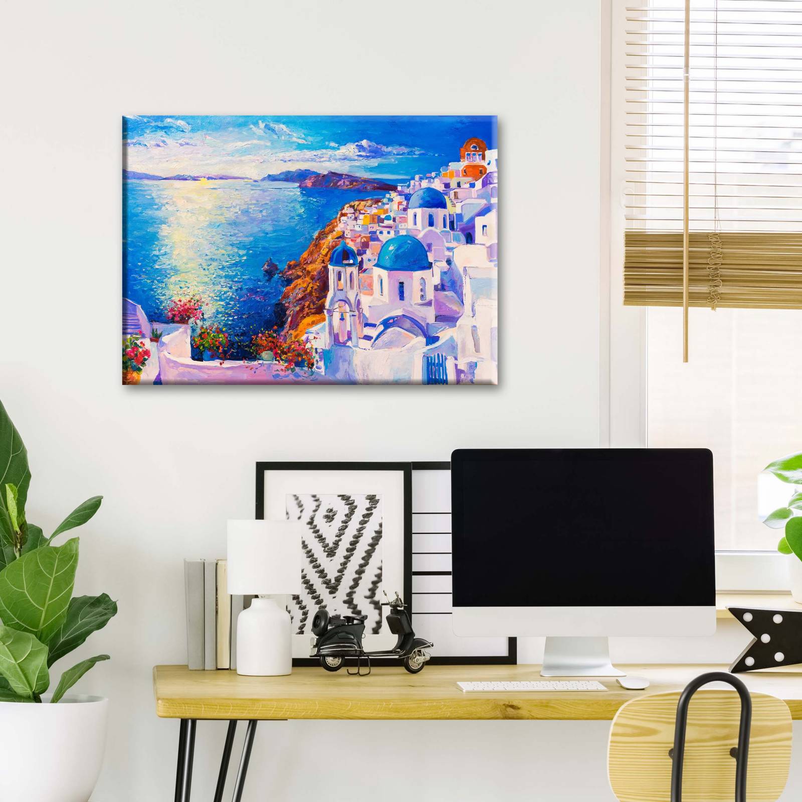 Cuadro Decorativo Canvas Pintura óleo Santorini  45x30