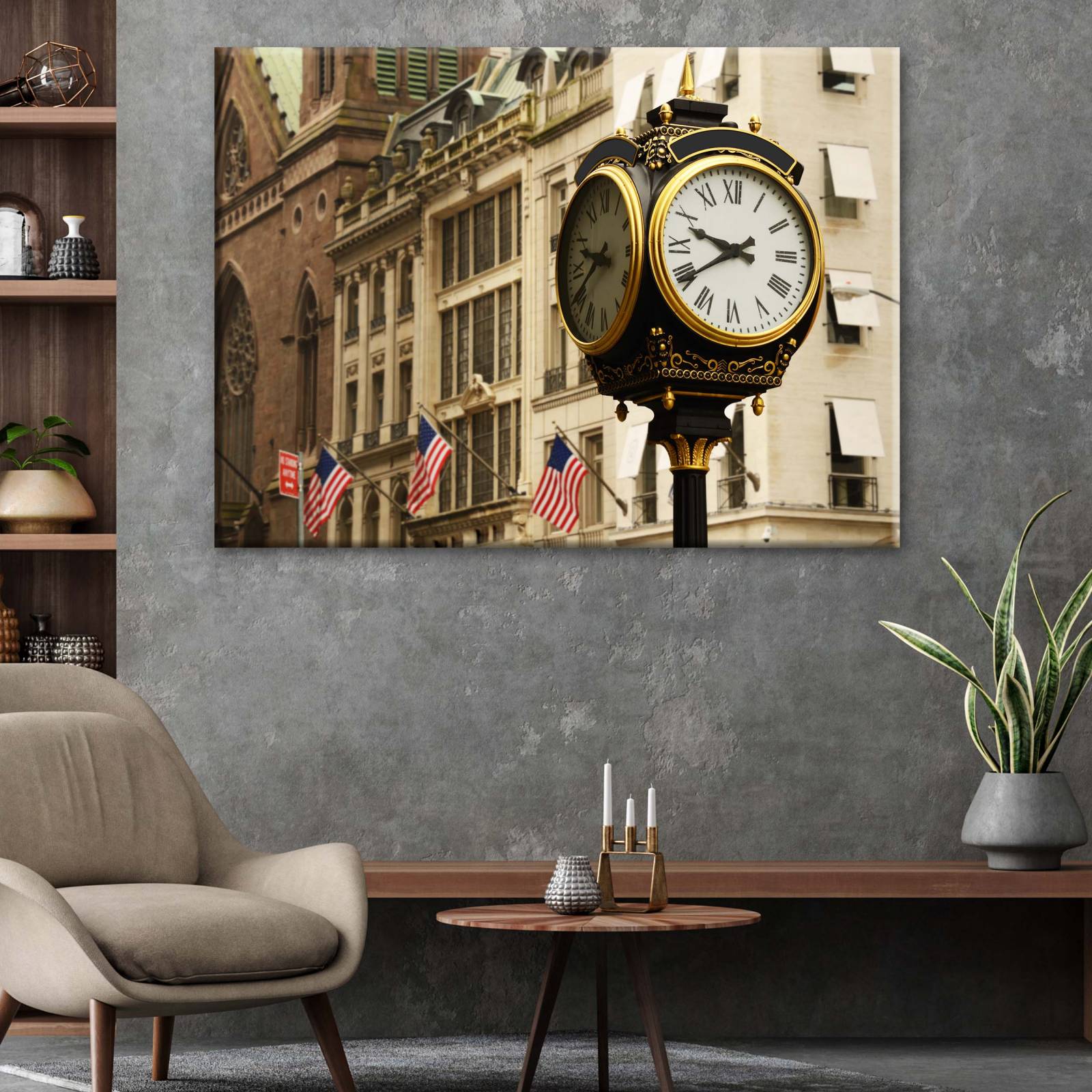 Cuadro Decorativo Canvas Reloj De New York 45x30