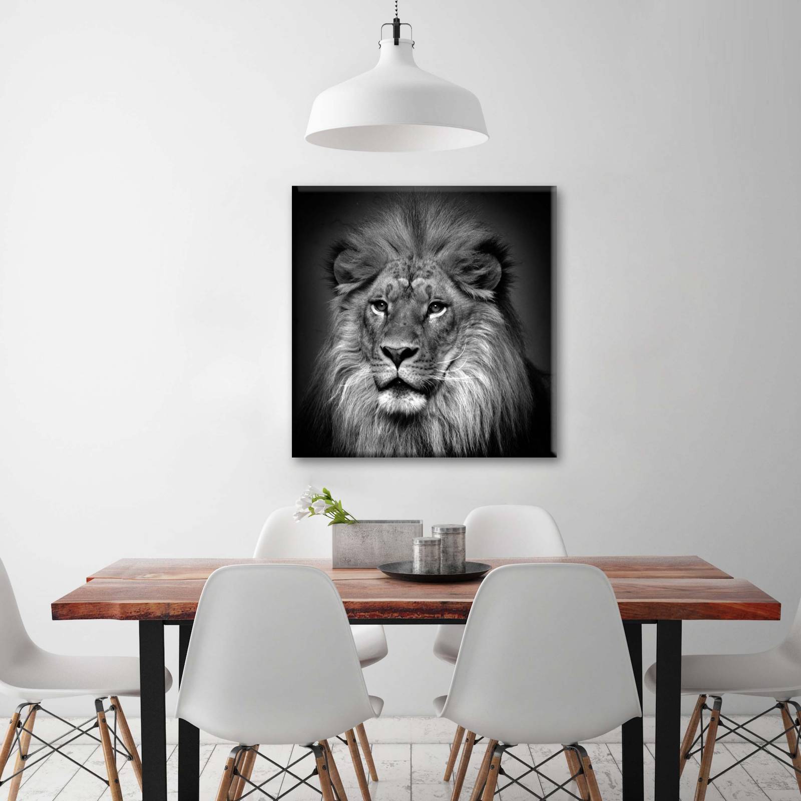 Cuadro Decorativo Canvas León Blanco y negro 100x100