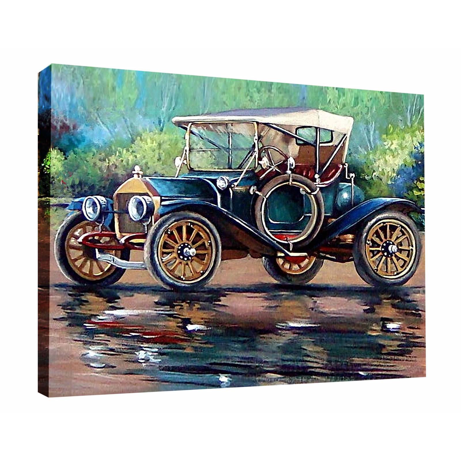 Cuadro Decorativo Auto Antiguo Oleo 105x70