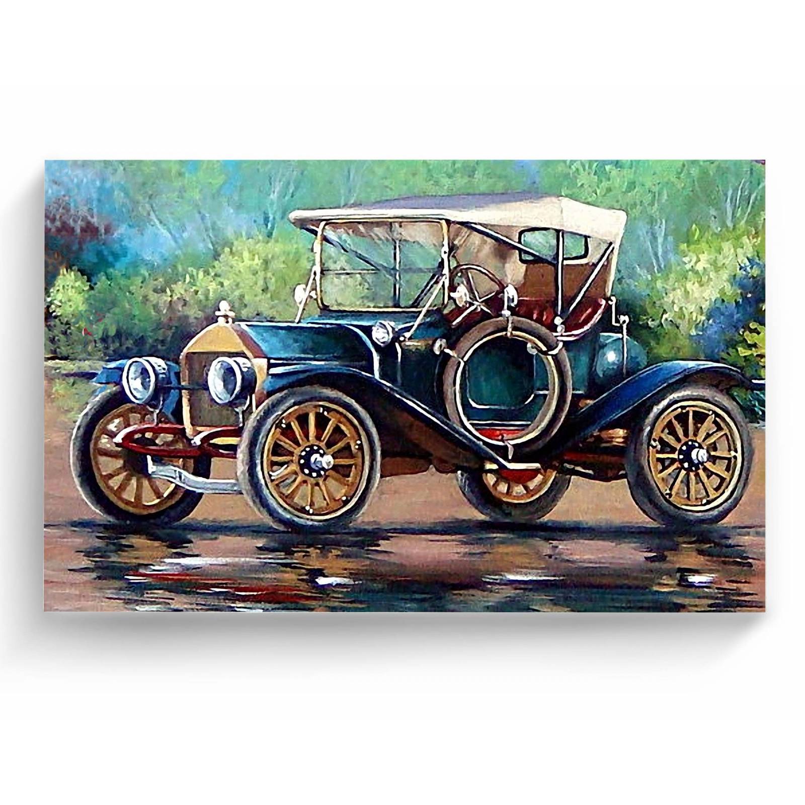 Cuadro Decorativo Auto Antiguo Oleo 105x70