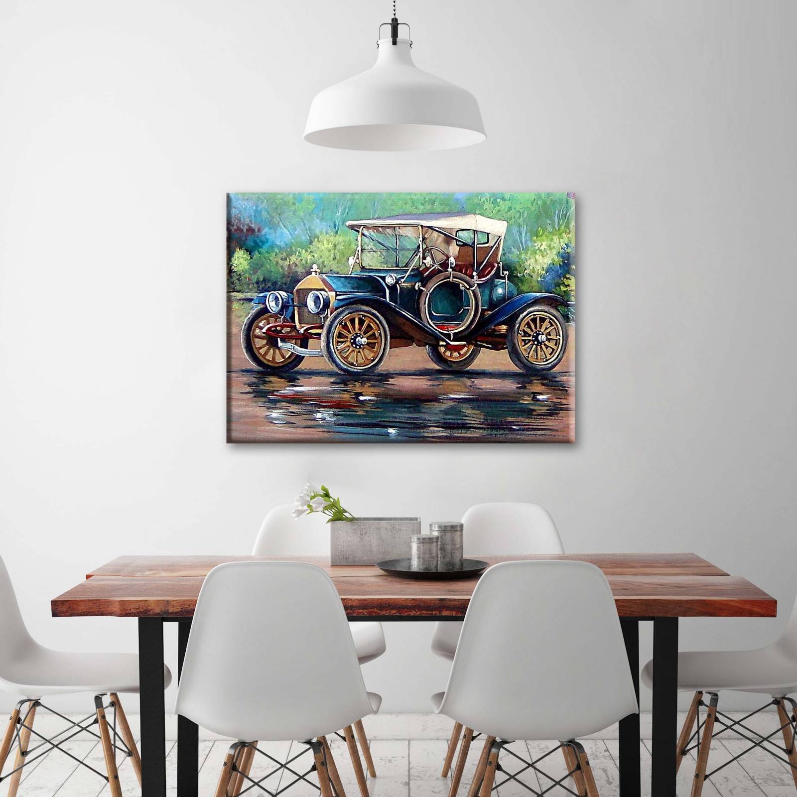 Cuadro Decorativo Auto Antiguo Oleo 105x70